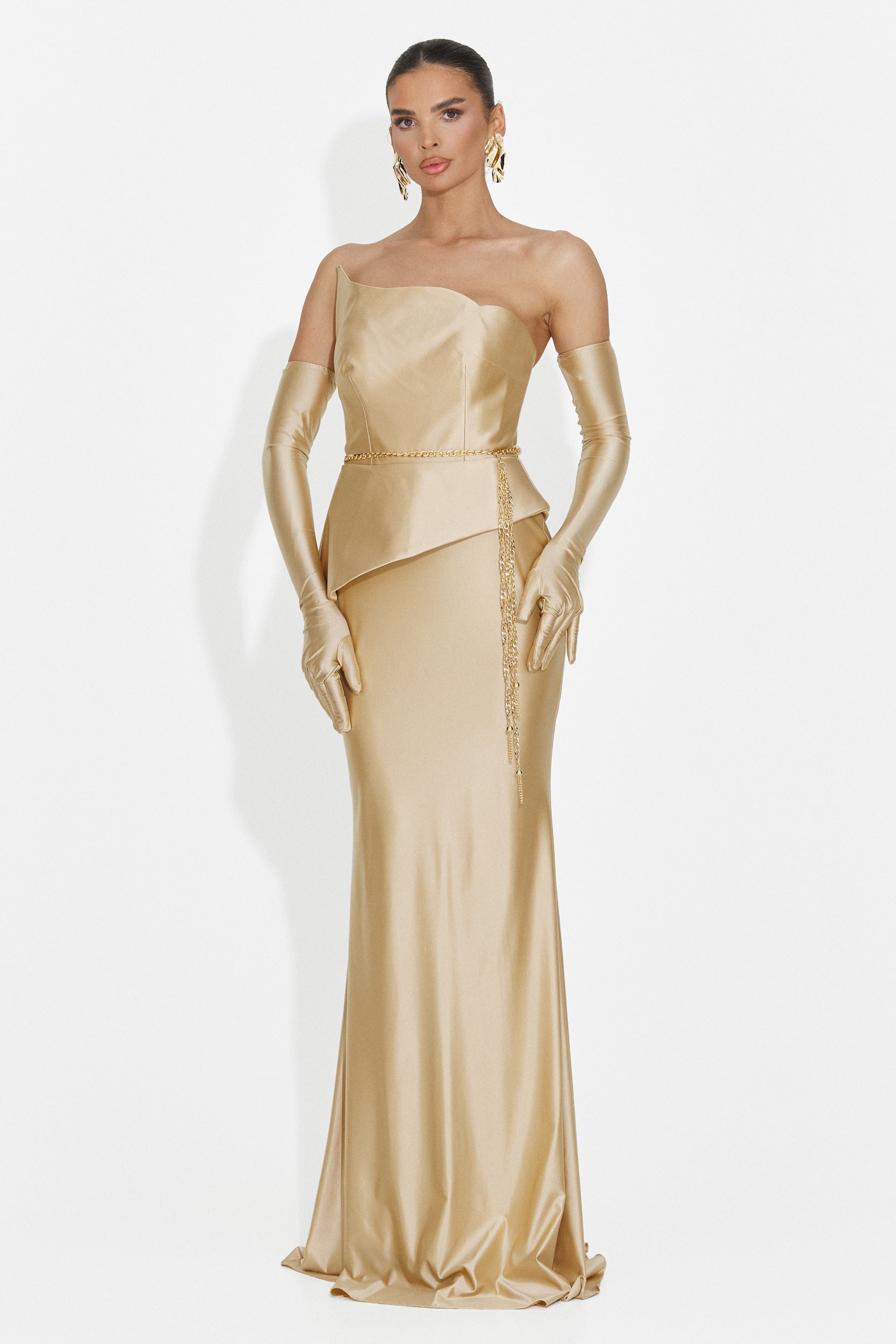 Merle Bogas Langes Beiges Damenkleid