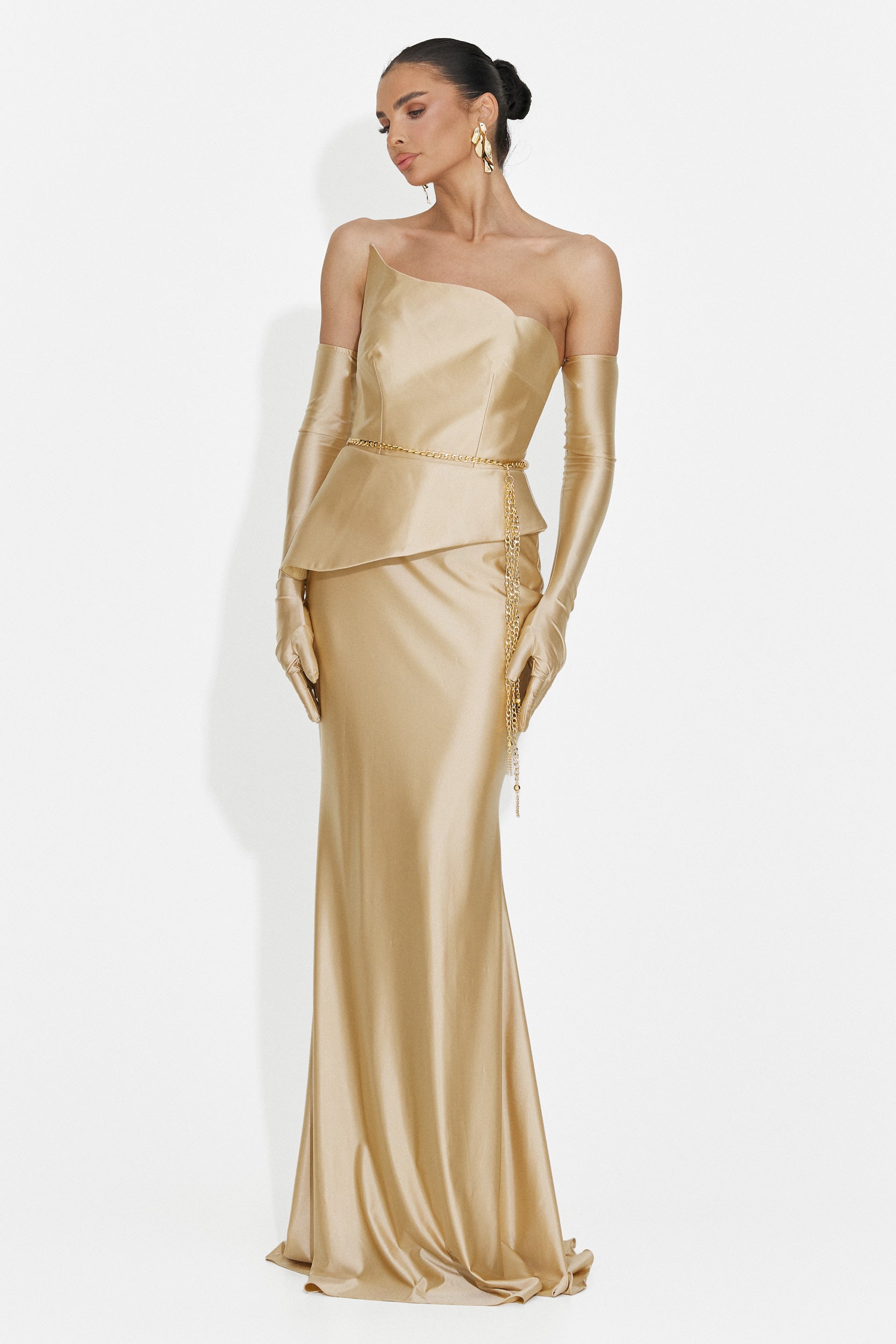 Merle Bogas Langes Beiges Damenkleid