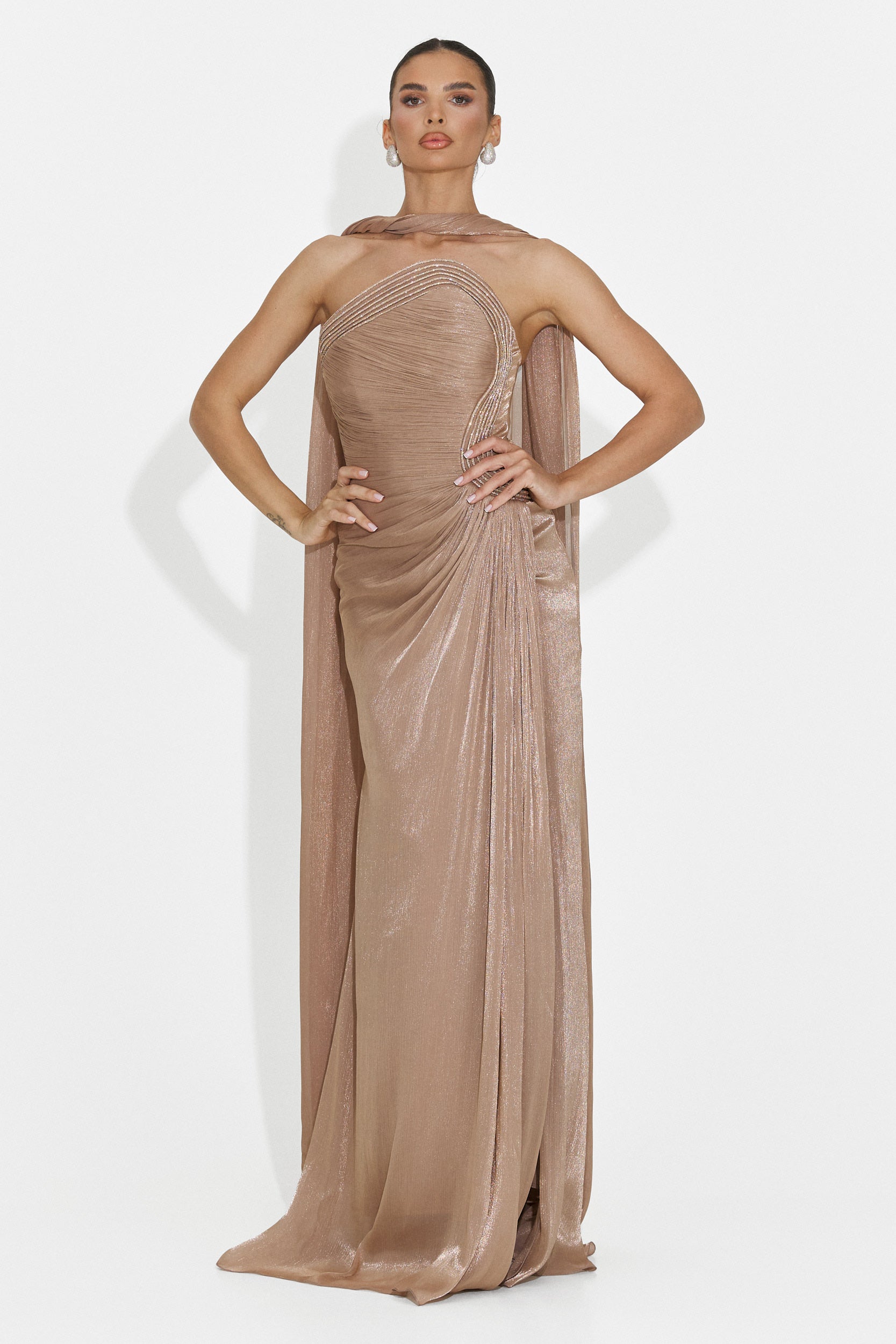 Langes beiges Moritz Bogas Kleid für Frauen