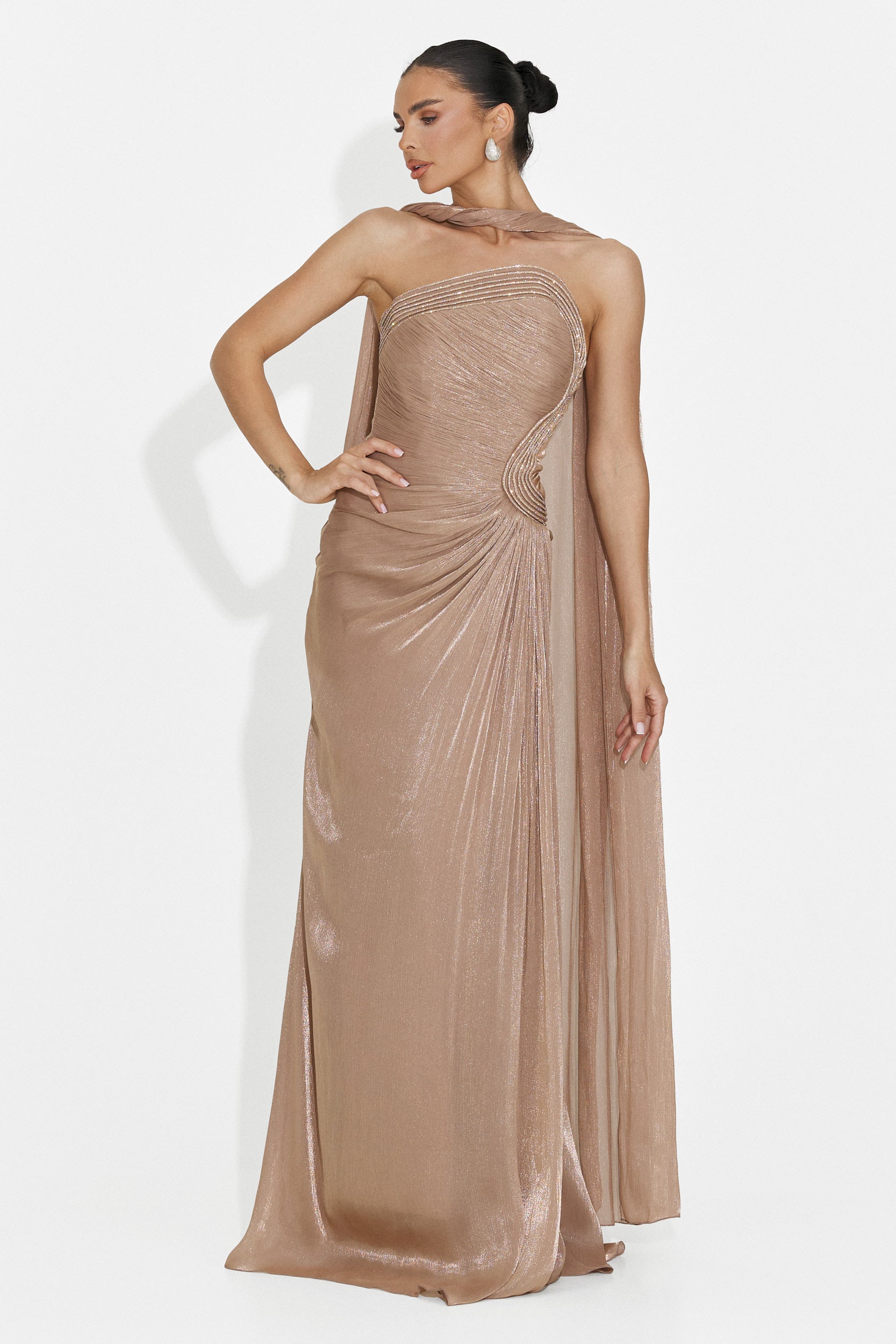 Langes beiges Moritz Bogas Kleid für Frauen