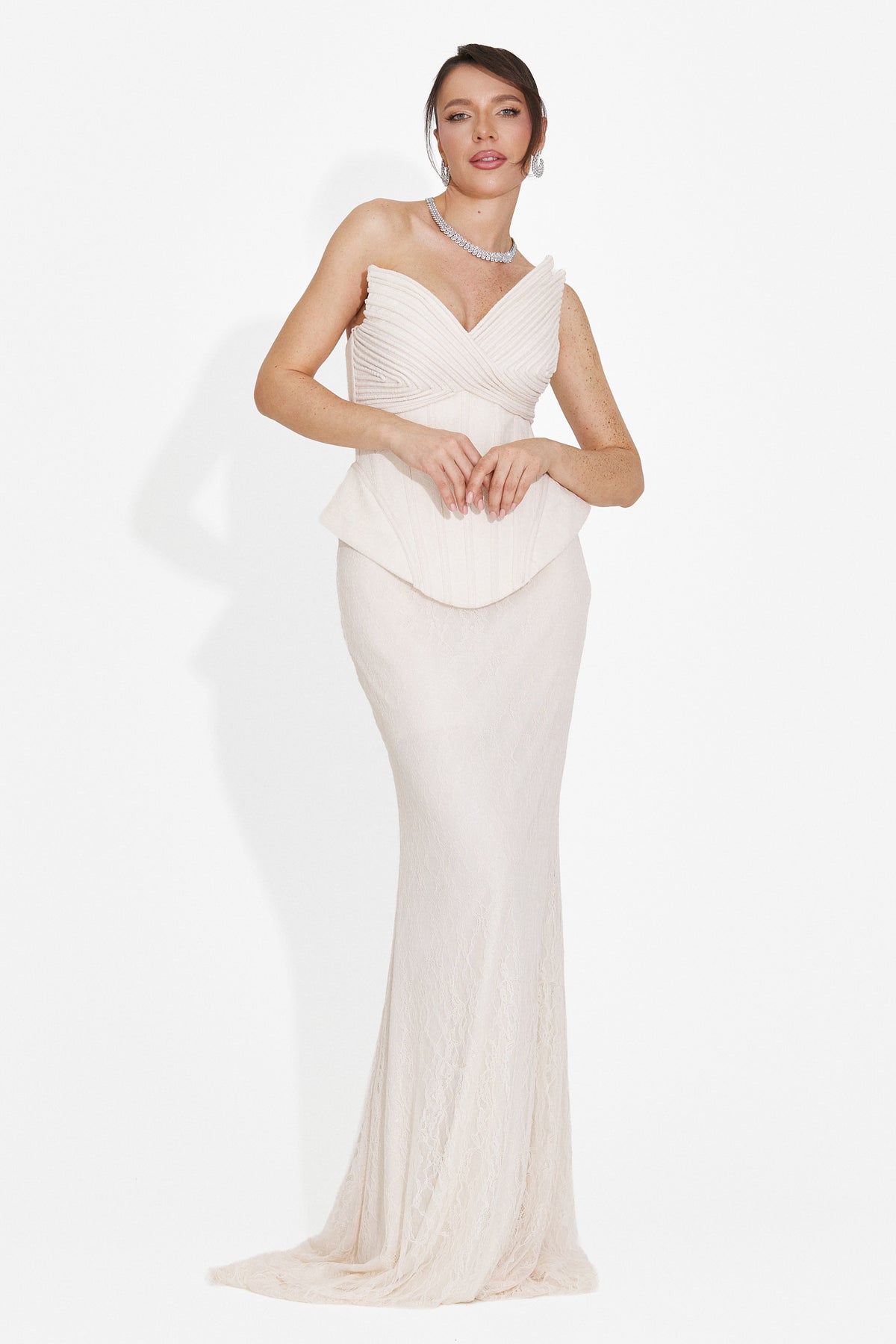 Long beige women's dress Nabashia Bogas, image 6 of 8