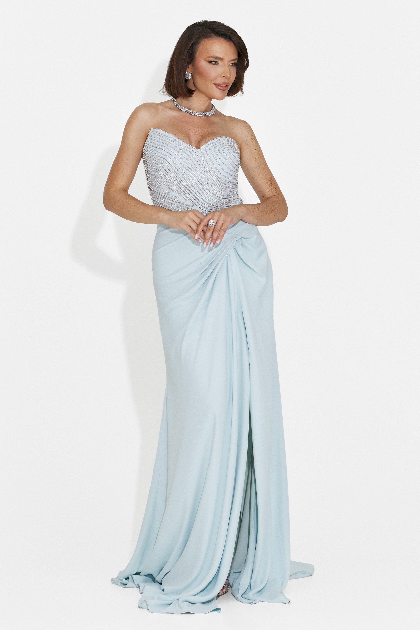 Jonay Bogas Langes Blaues Damenkleid