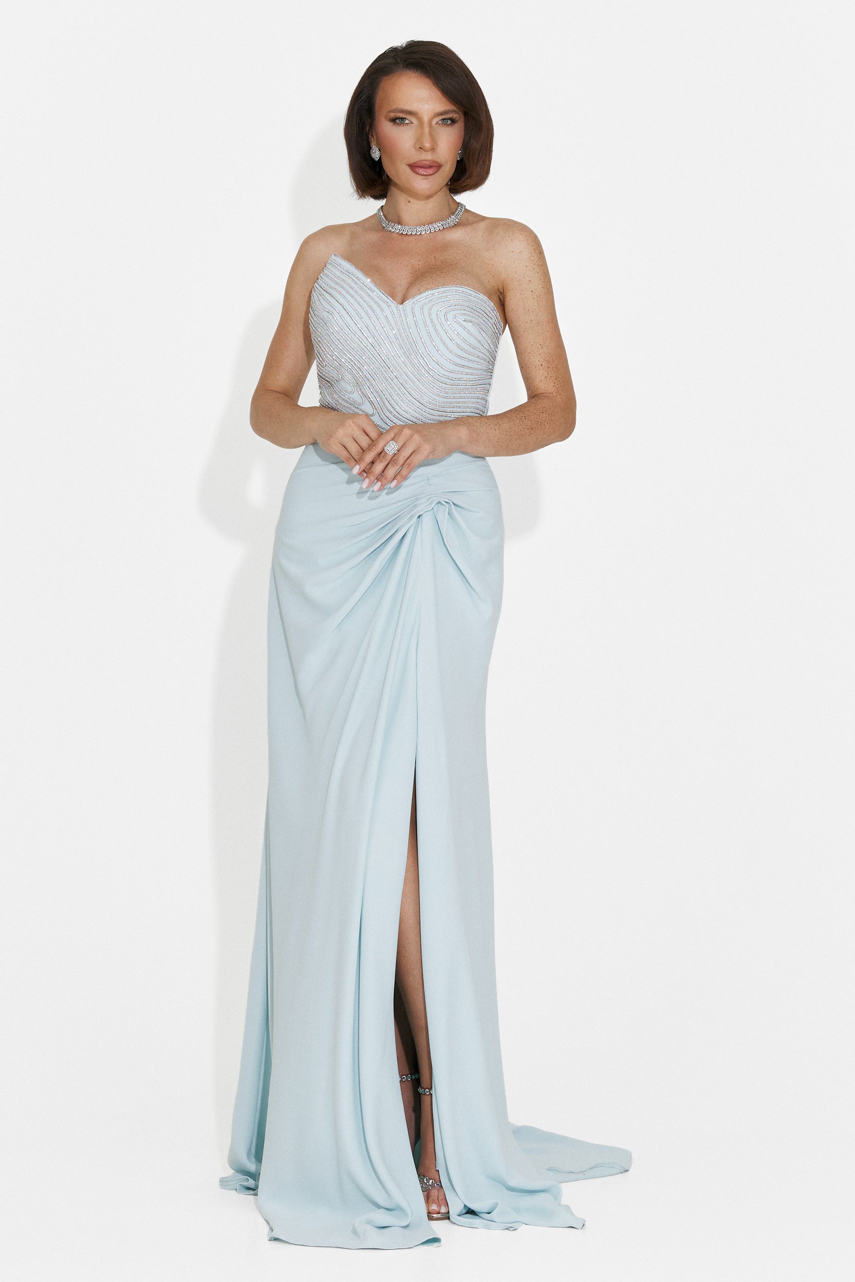 Jonay Bogas Langes Blaues Damenkleid