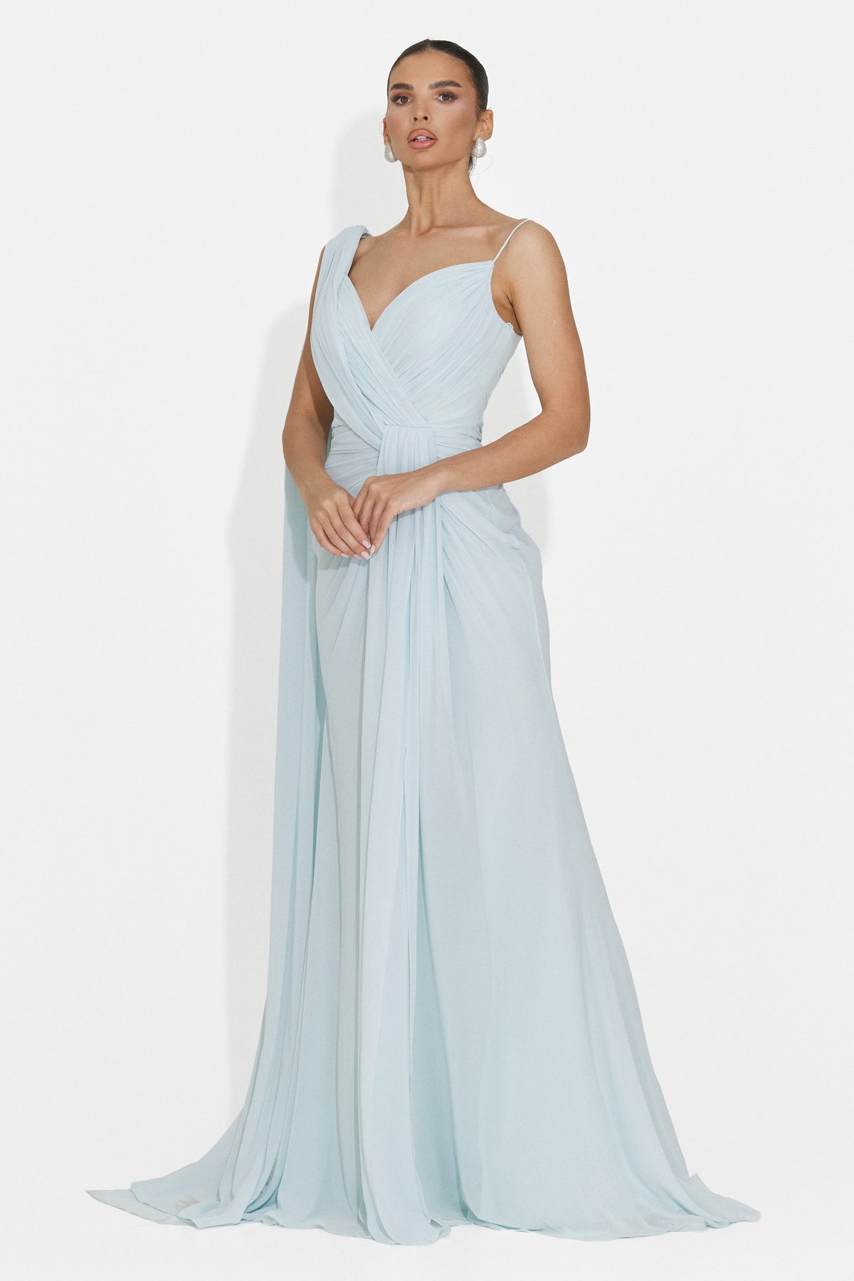 Long light blue women's dress Lino Bogas, image 4 of 8