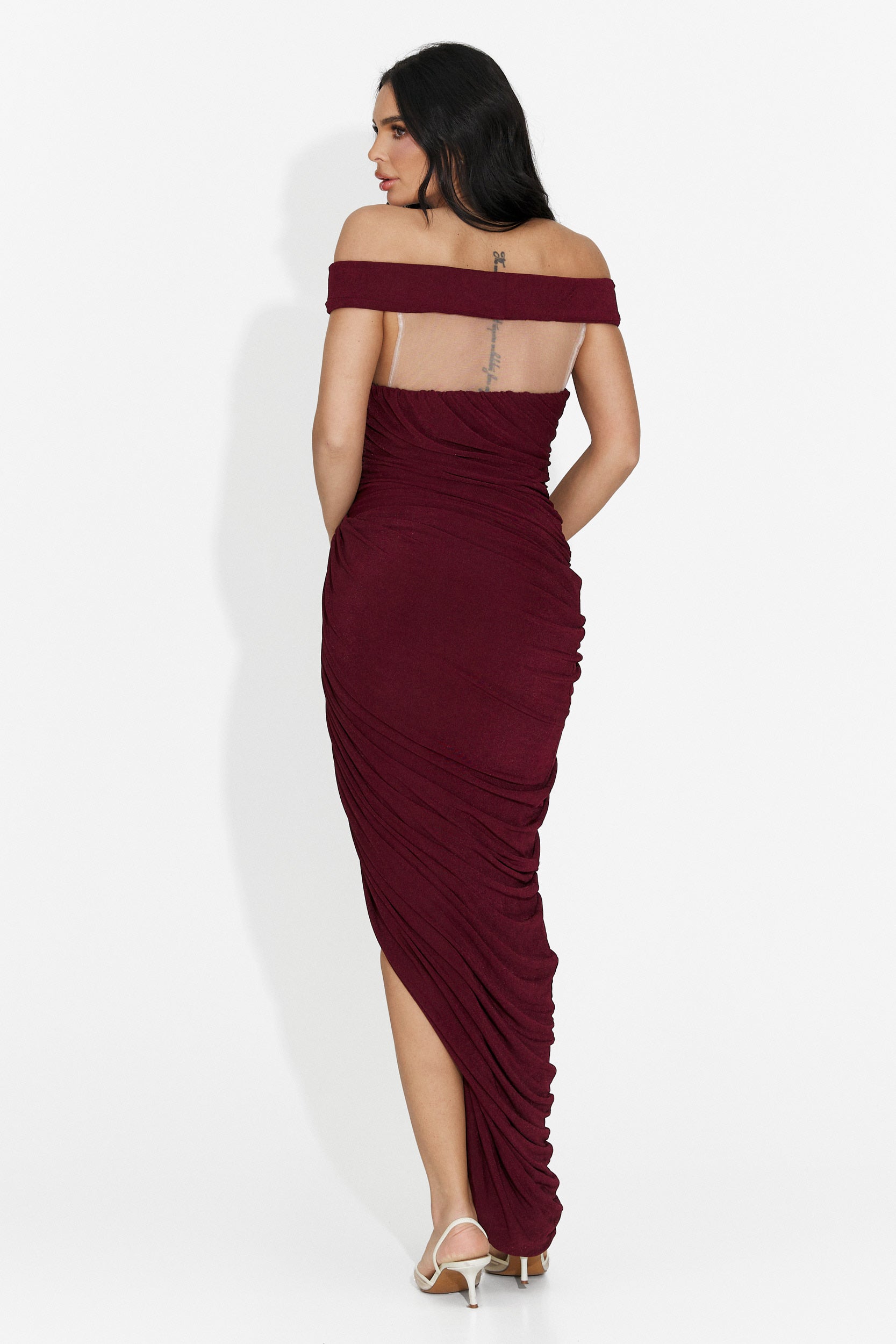 Vestido Largo Borgoña de Deby Bogas para Mujeres