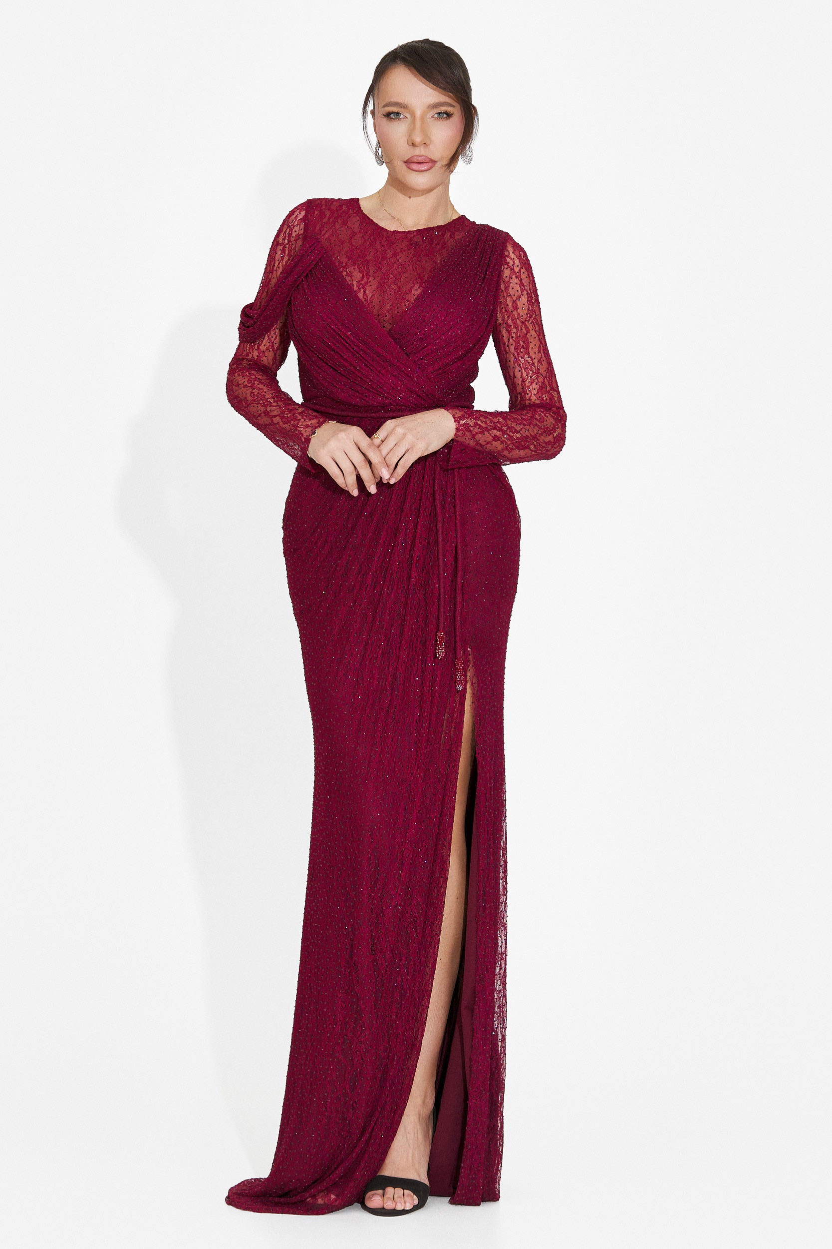 Rochie dama lunga burgundy Herminia Bogas