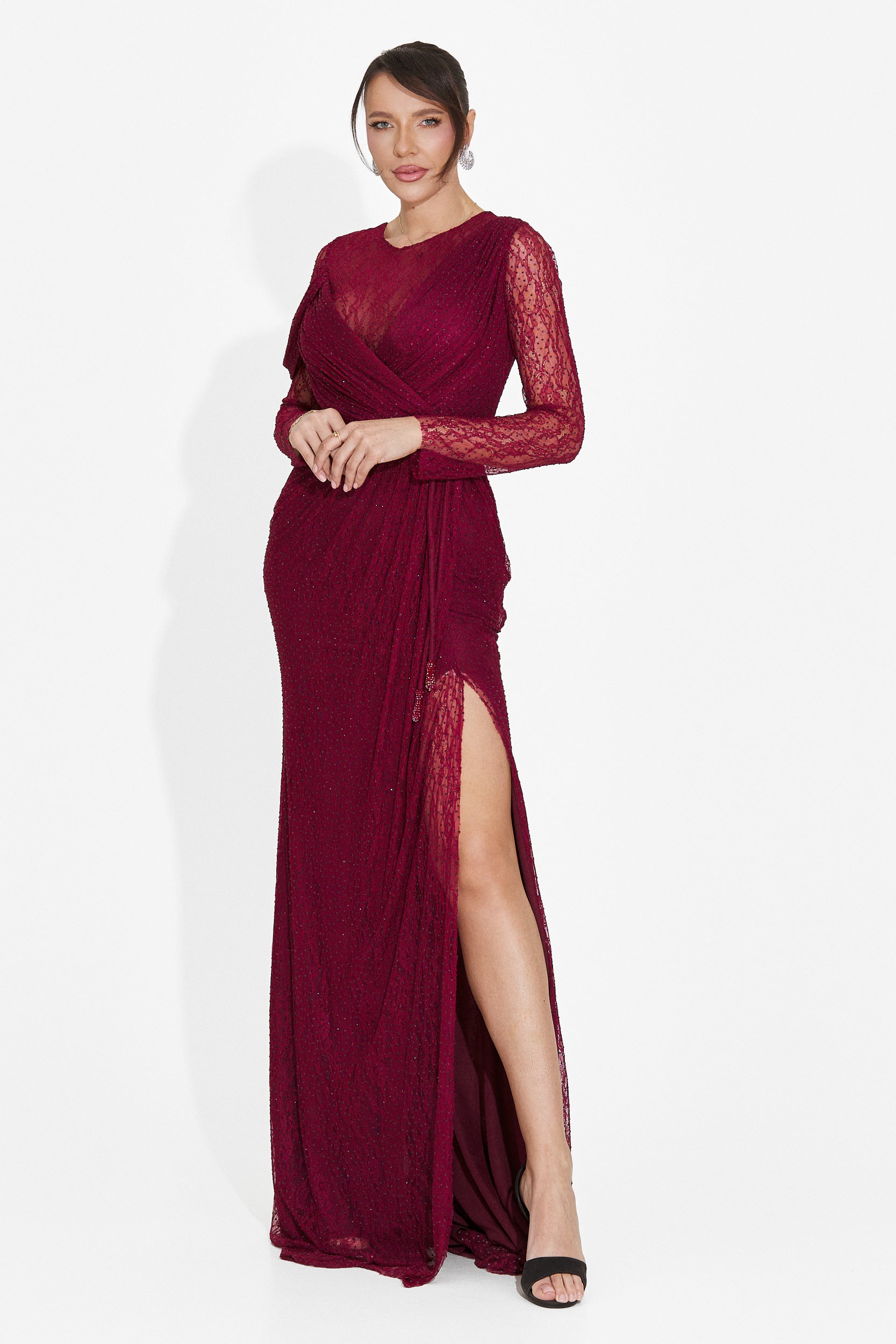 Rochie dama lunga burgundy Herminia Bogas