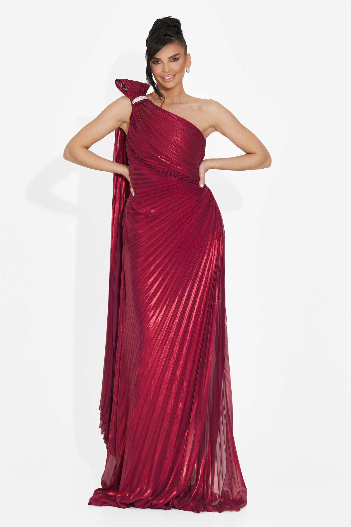 Long burgundy women's dress Rabiela Bogas, image 5 of 7