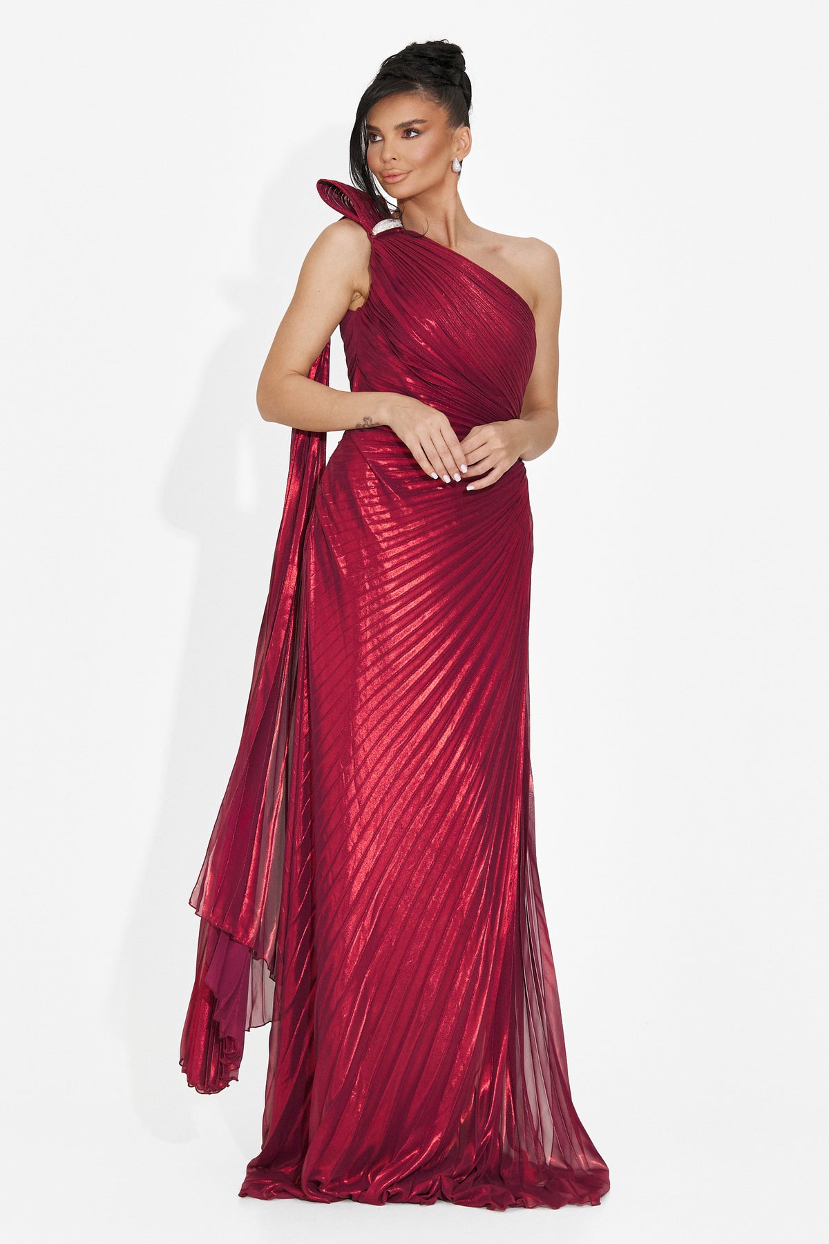 Long burgundy women's dress Rabiela Bogas, image 7 of 7