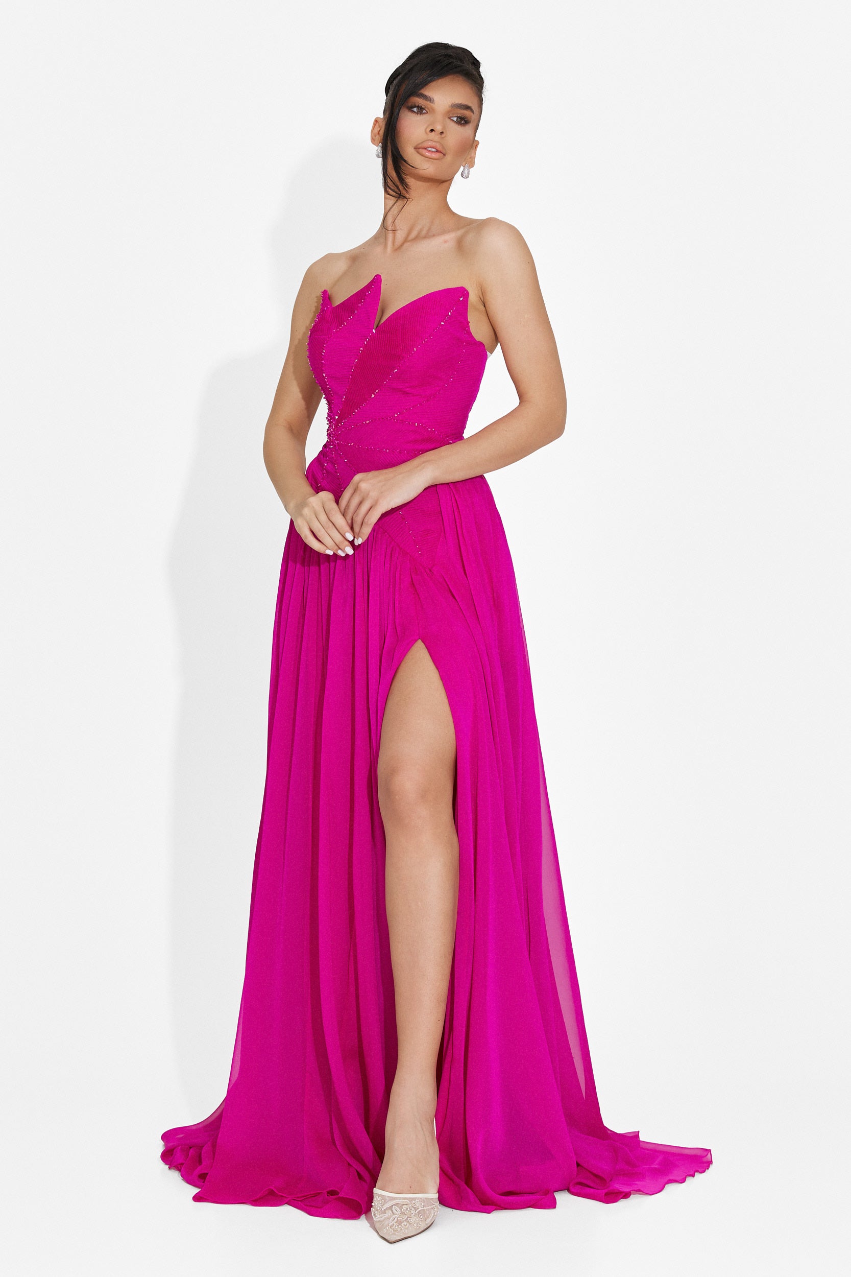 Rochie dama lunga fucsia Anaika Bogas