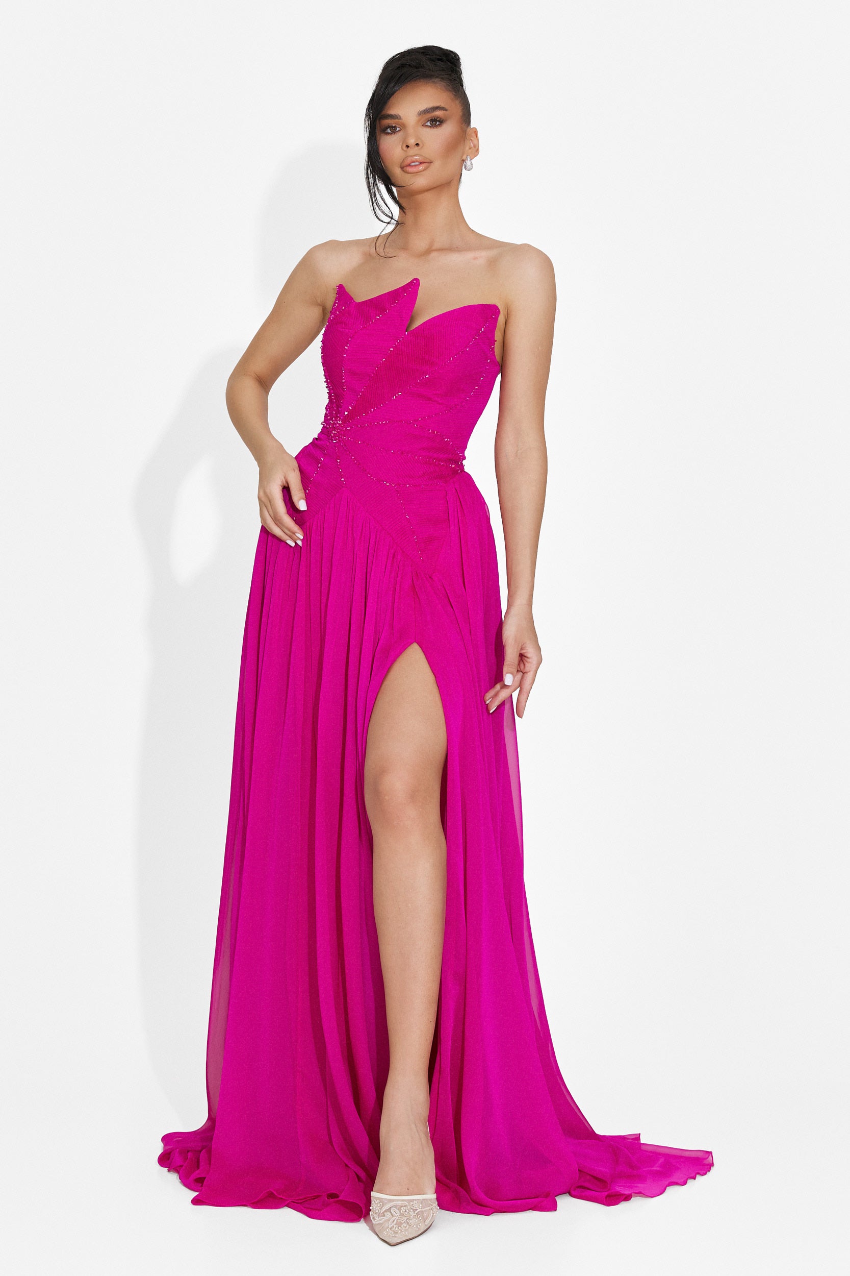 Rochie dama lunga fucsia Anaika Bogas