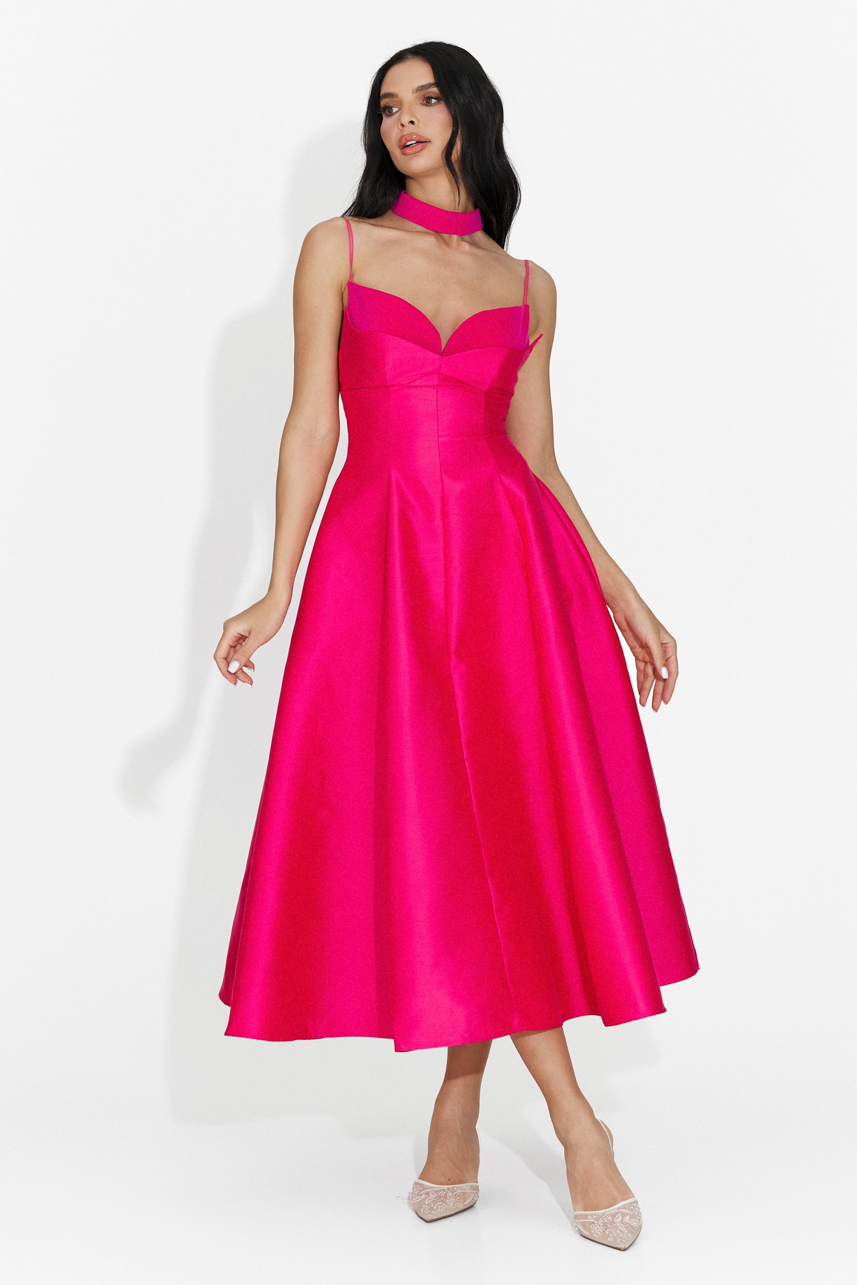 Bogas Coriza Langes Fuchsia Damenkleid