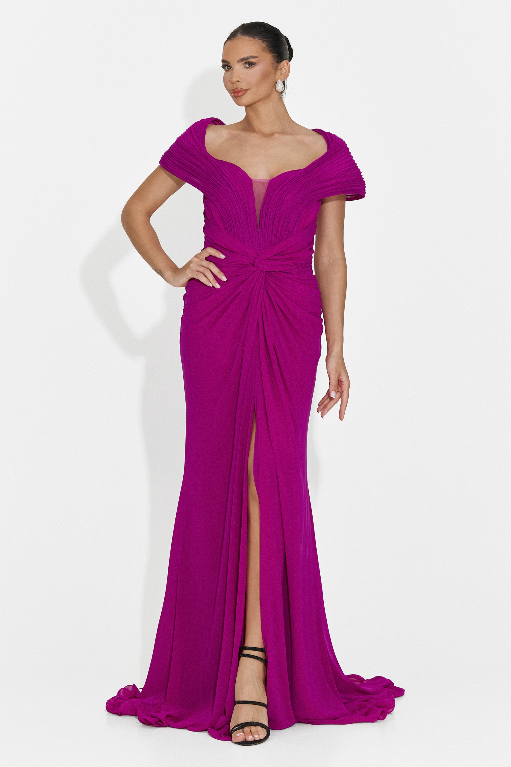 Emilias Bogas langes fuchsiafarbenes Damenkleid