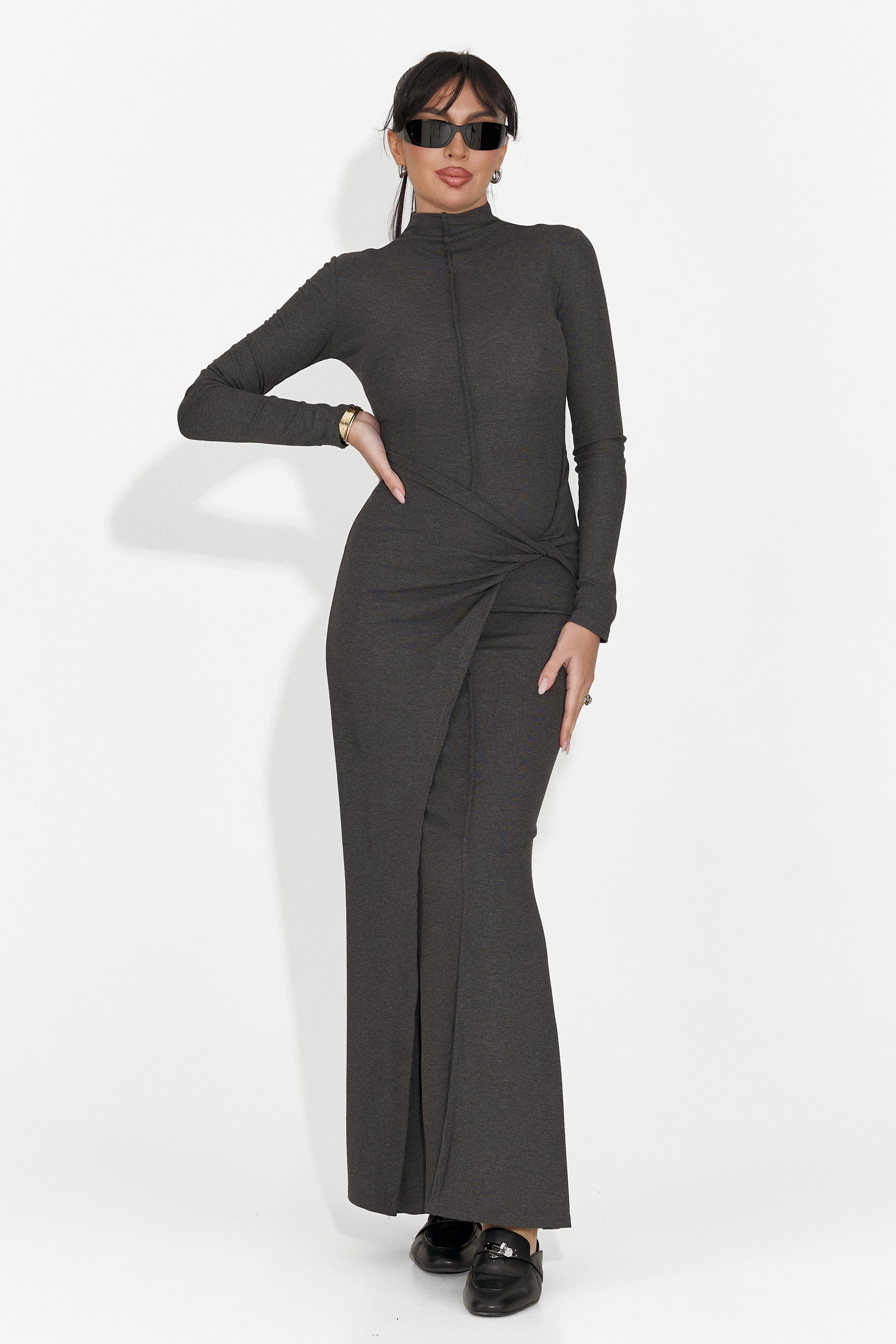 Langes graues Damenkleid Sharita Bogas