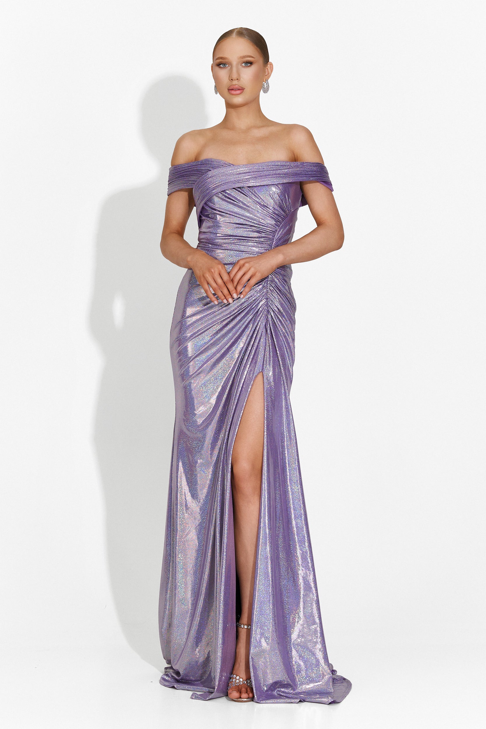 Long Lilac Satyna Bogas Lady Dress