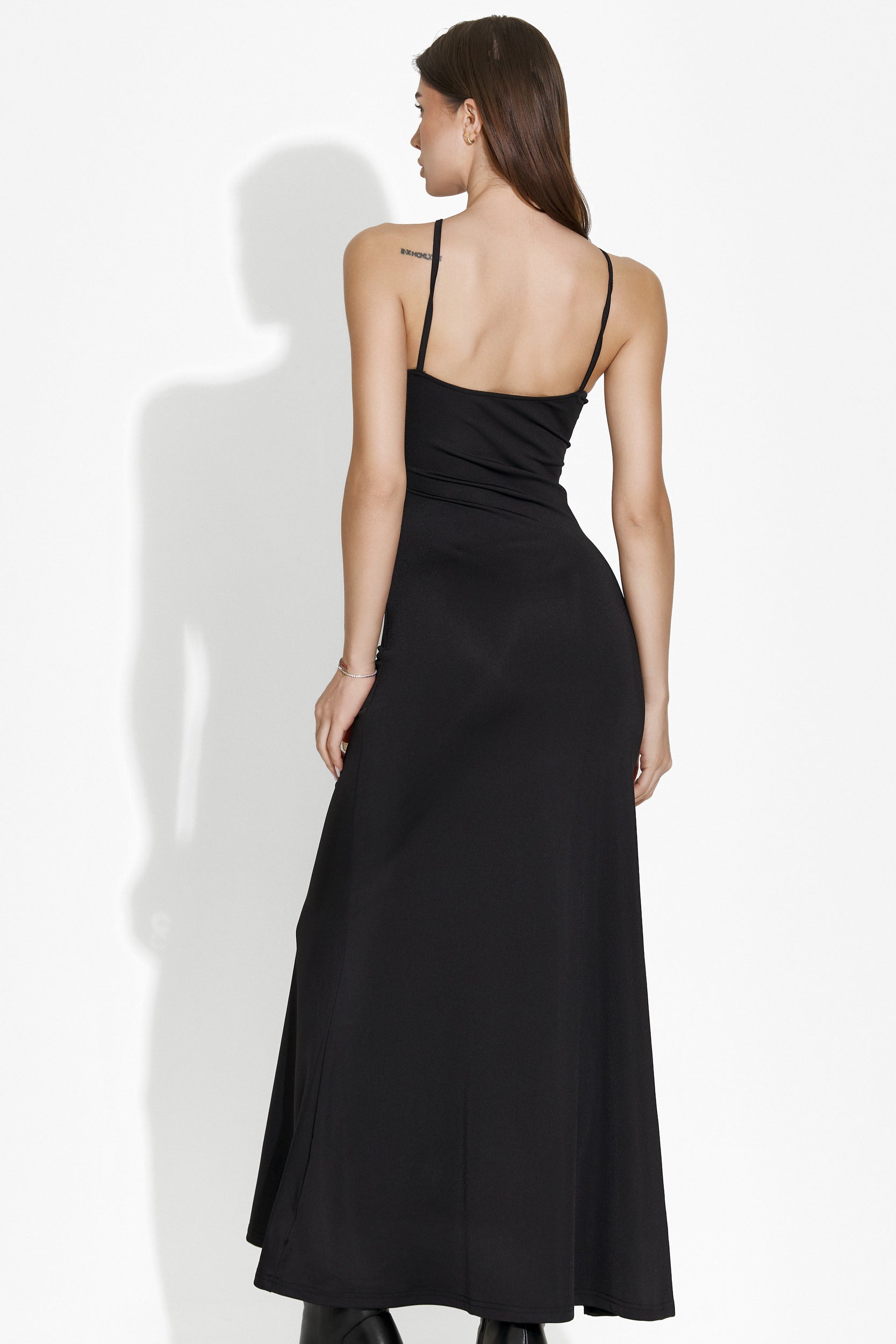 Abito lungo da donna in lycra nero Loekie Bogas