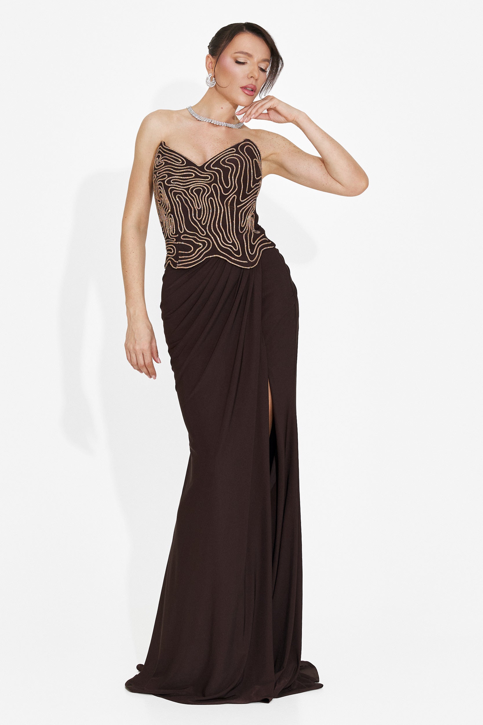 Rochie dama lunga maro Baty Bogas