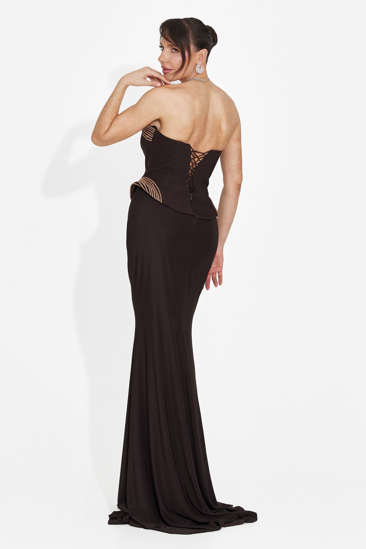 Long brown women's dress Caylei Bogas, image 2 of 7