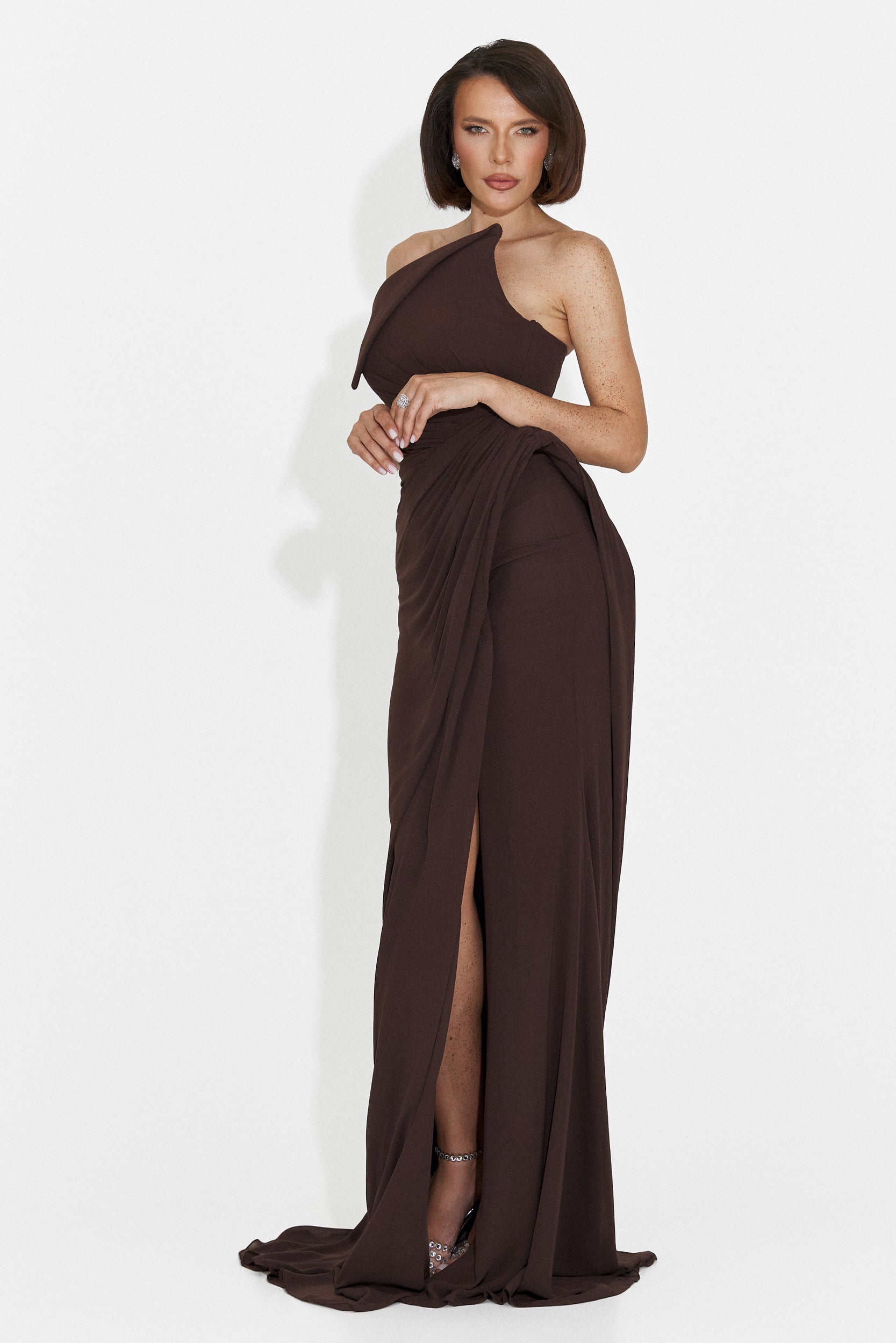 Felina Bogas Long Brown Dress for Women