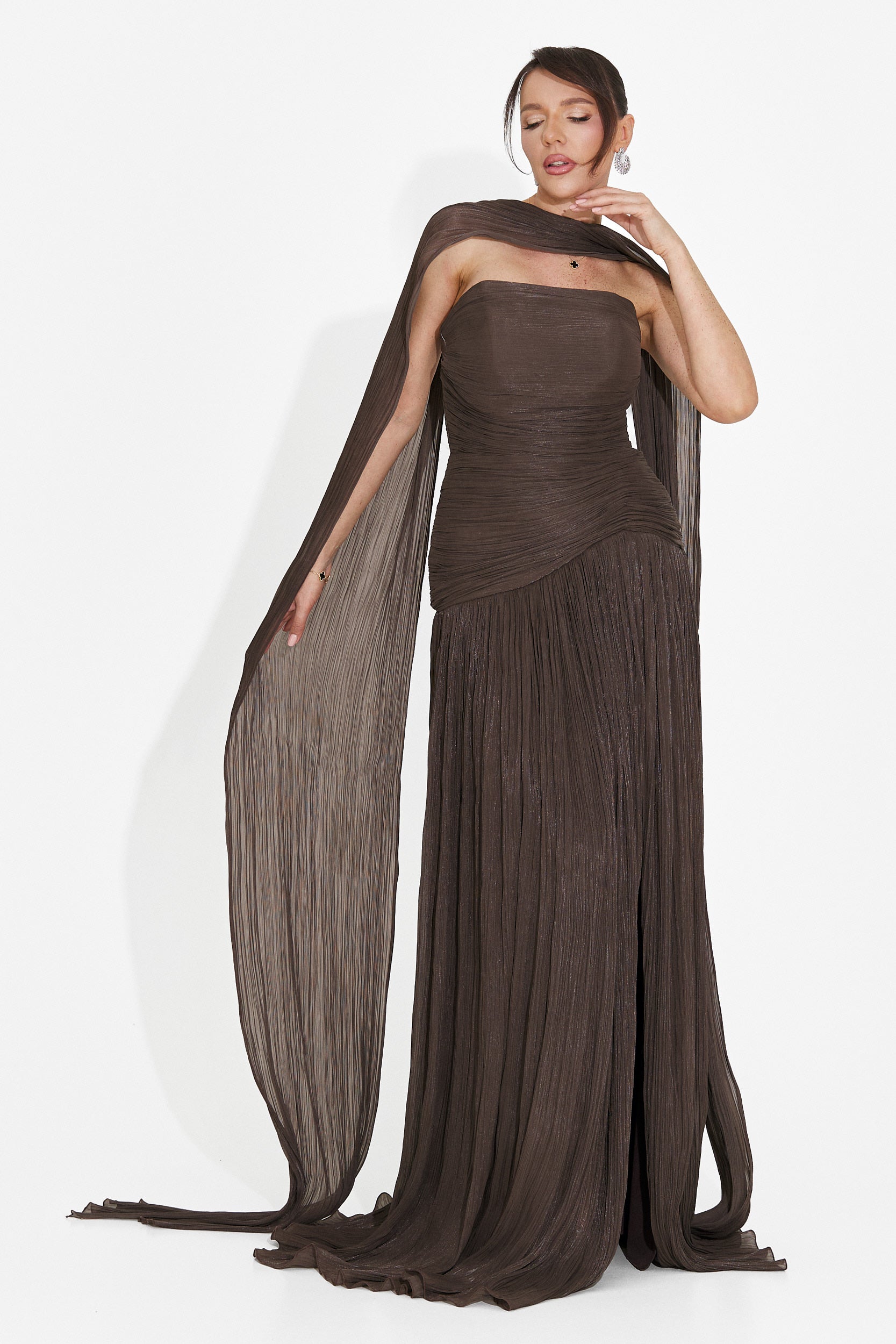 Rochie dama lunga maro Gabielia Bogas