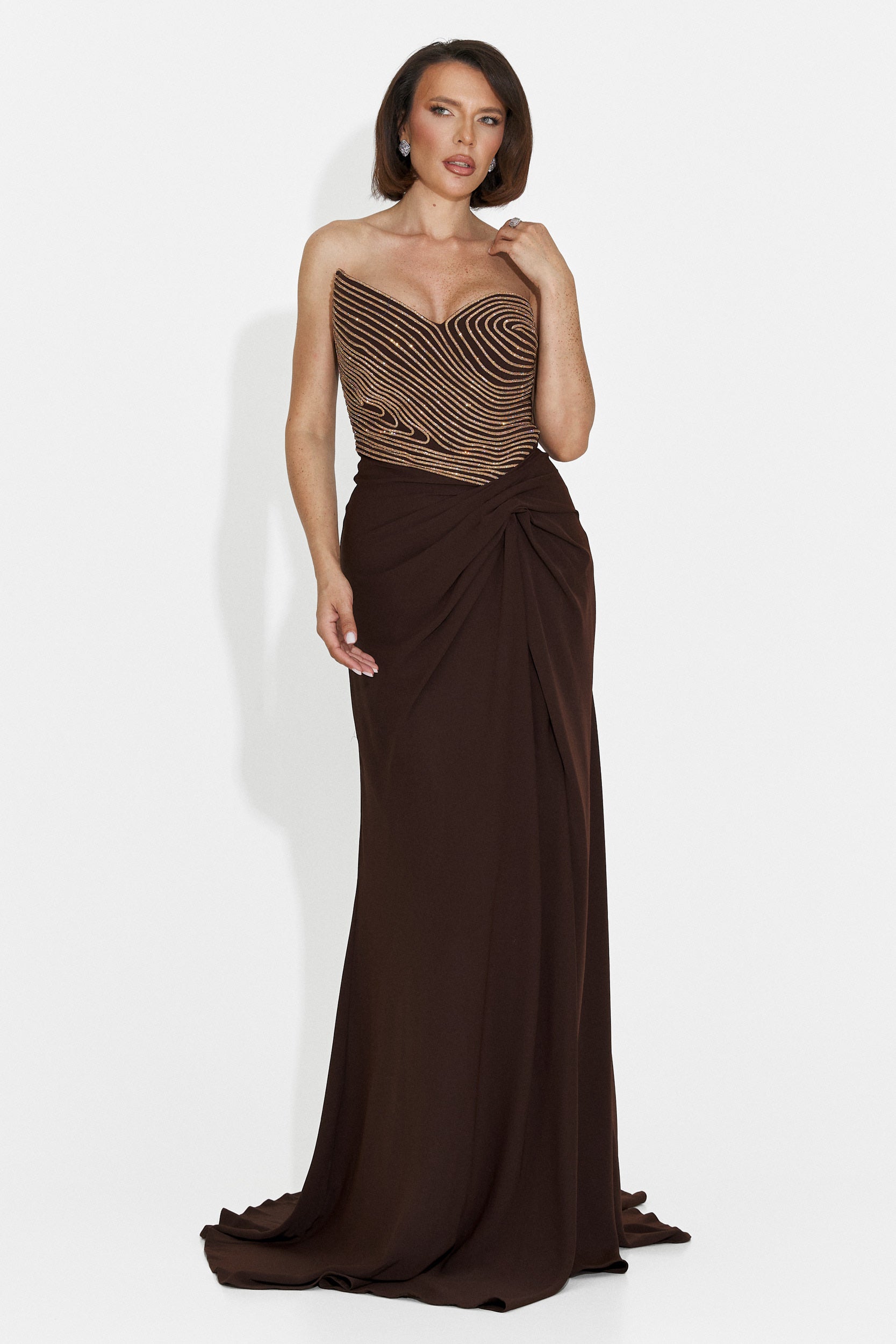 Jonay Bogas Langes Braunes Damenkleid