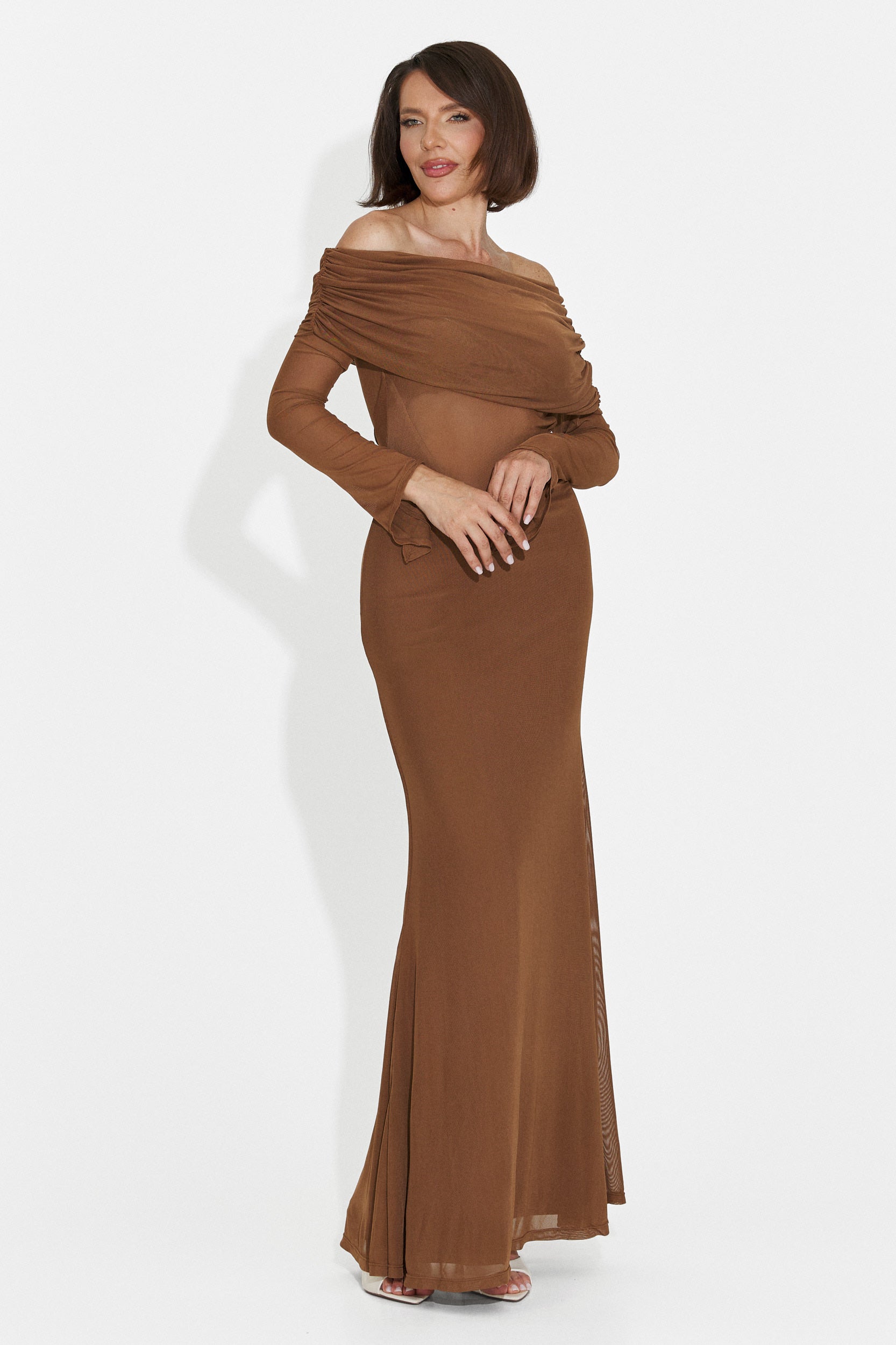 Rochie dama lunga maro Laura Bogas