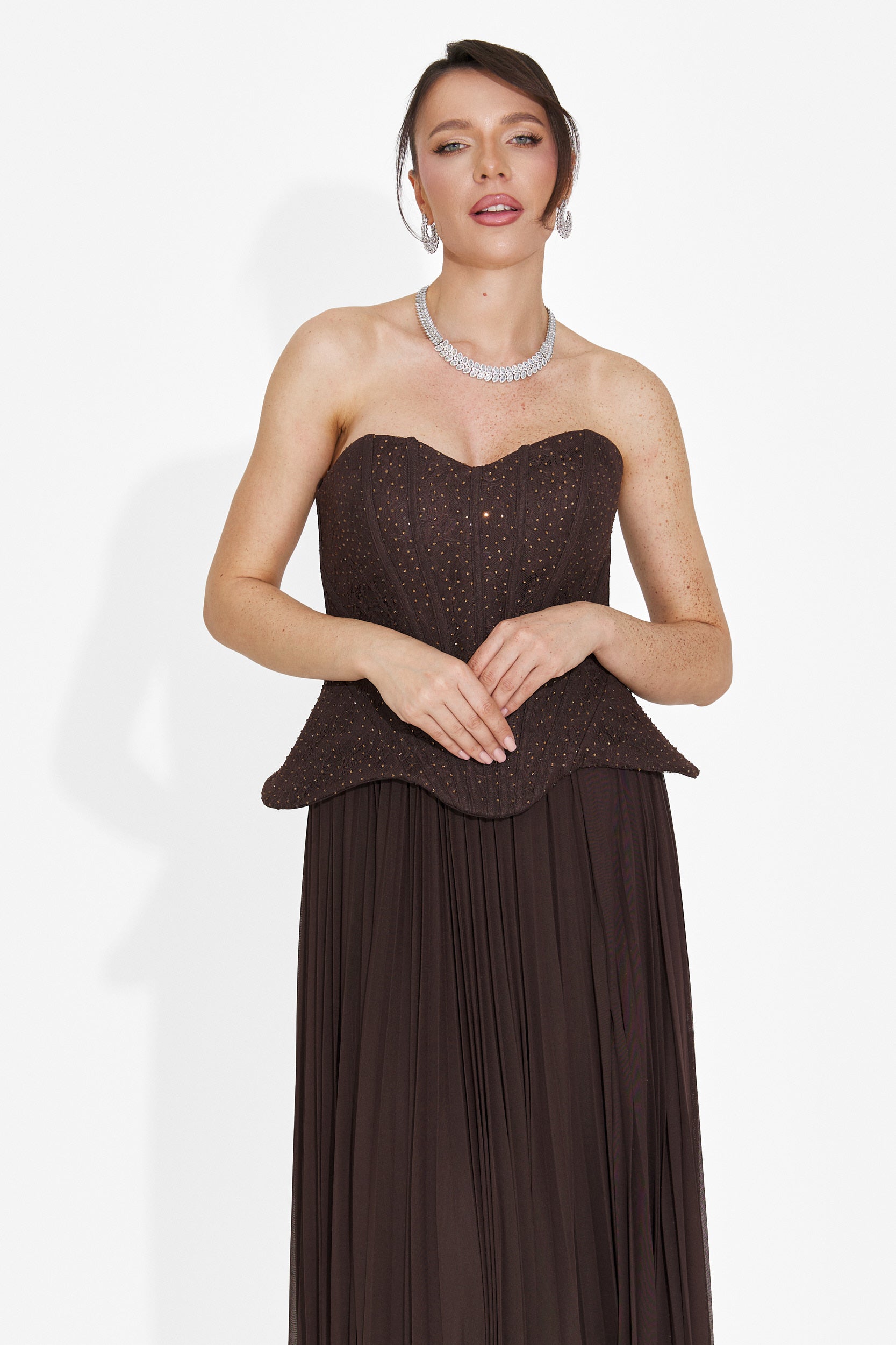 Rochie dama lunga maro Mivea Bogas