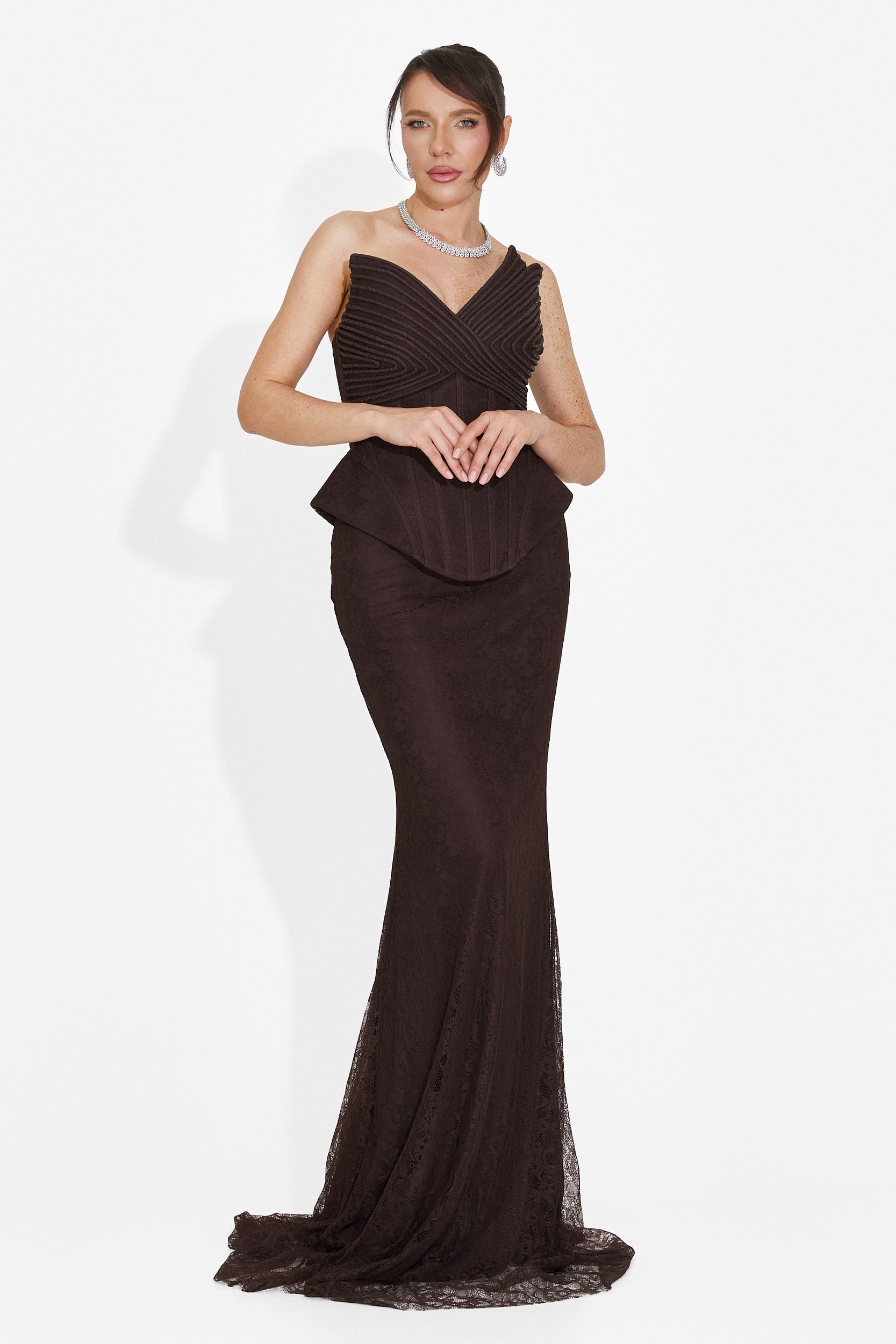 Rochie dama lunga maro Nabashia Bogas