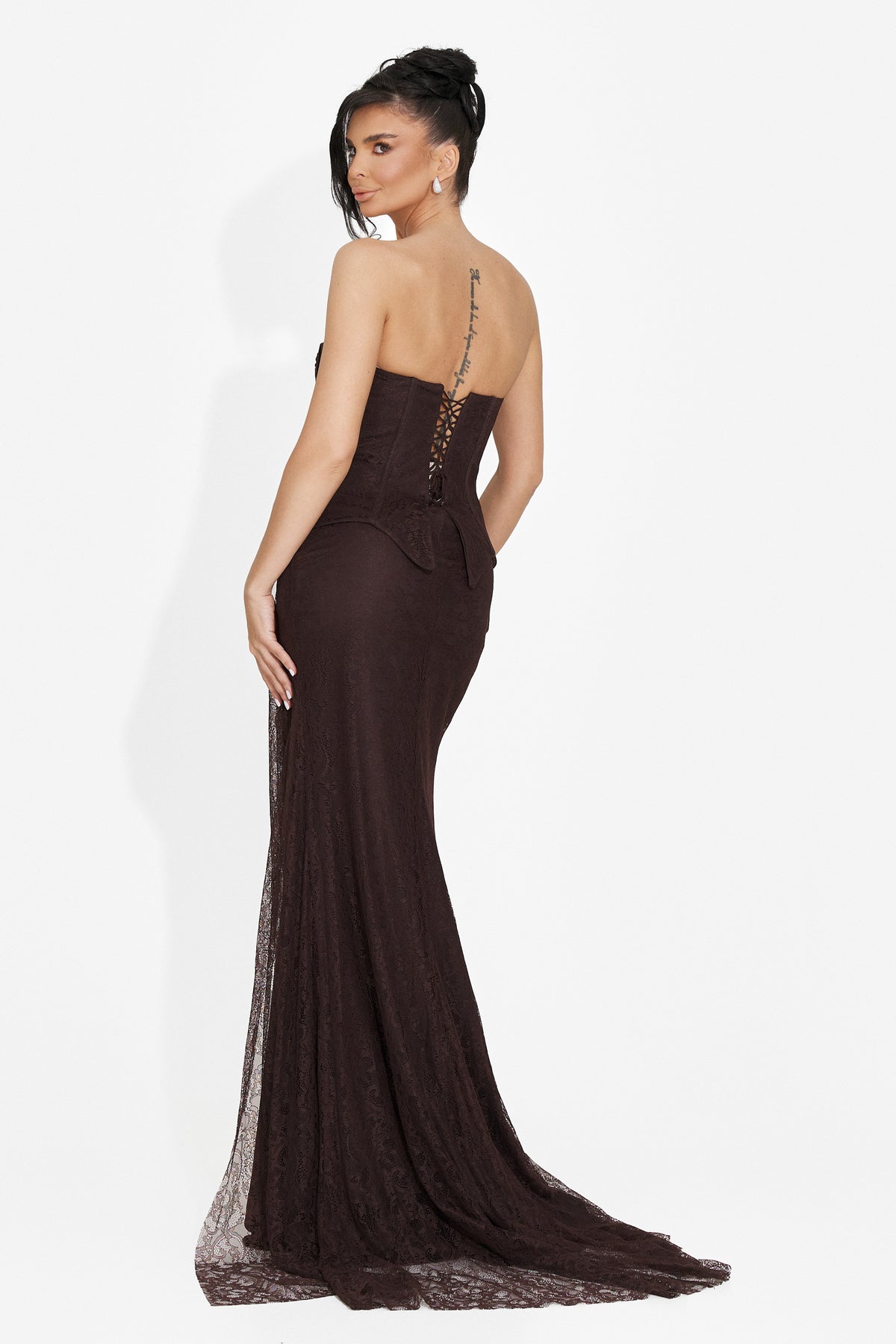 Langes Damenkleid in Braun Tryna Bogas, Bild 2 von 7