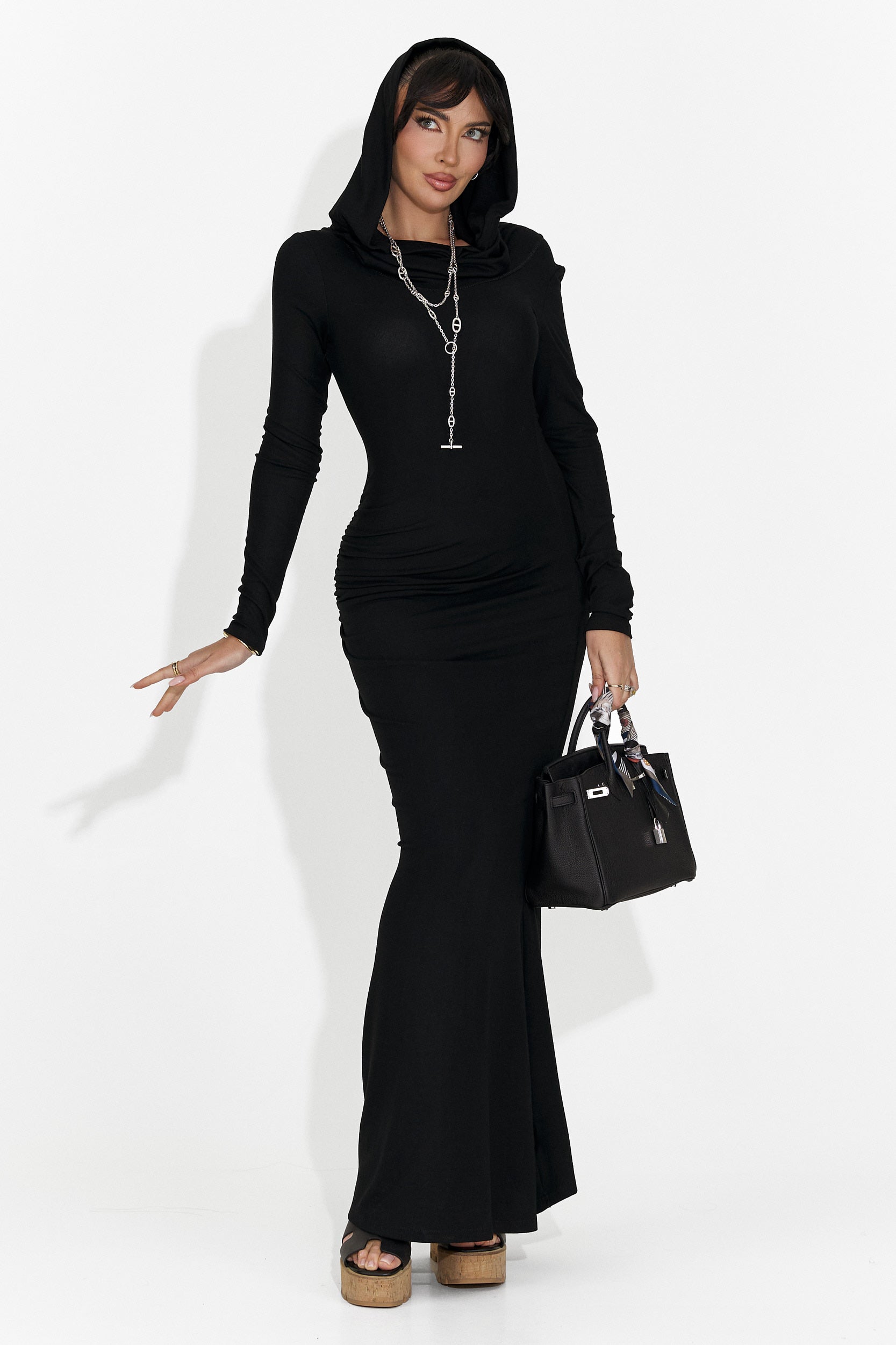 Langes schwarzes Damenkleid Briania Bogas