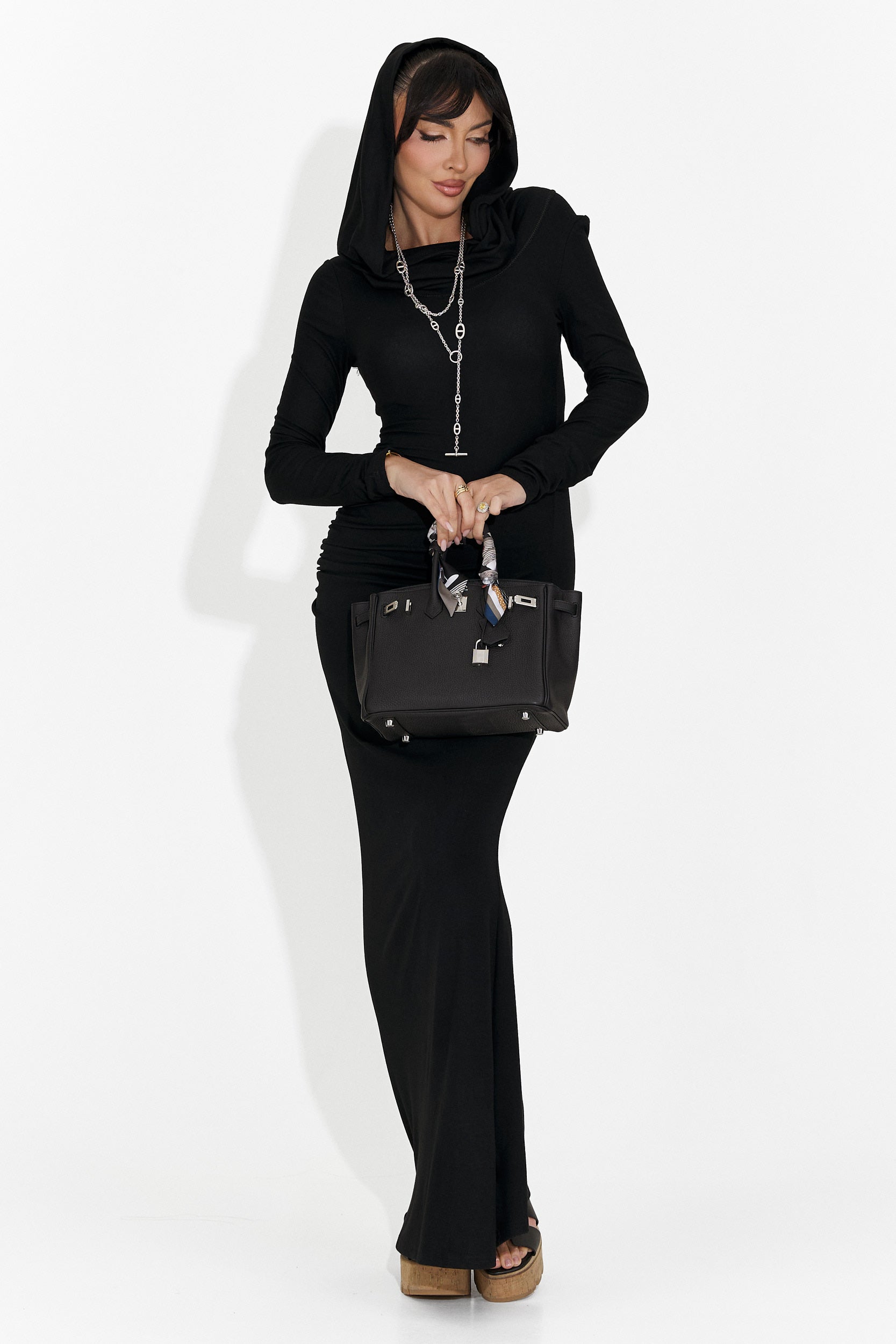 Langes schwarzes Damenkleid Briania Bogas