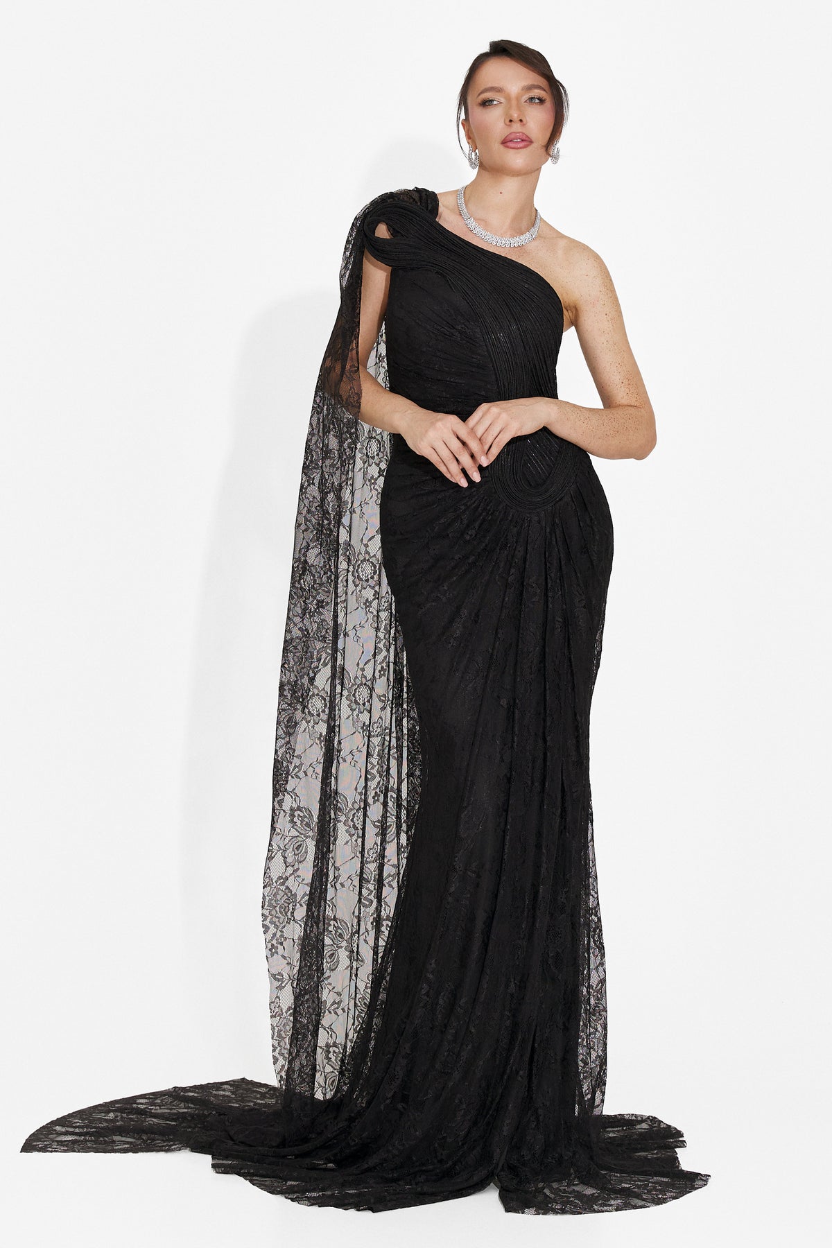 Long black women's dress Heliena Bogas, image 4 of 8