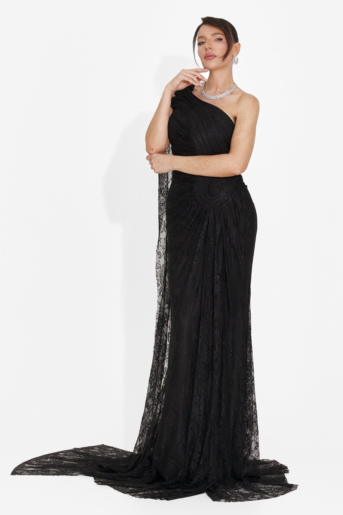 Long black women's dress Heliena Bogas, image 5 of 8