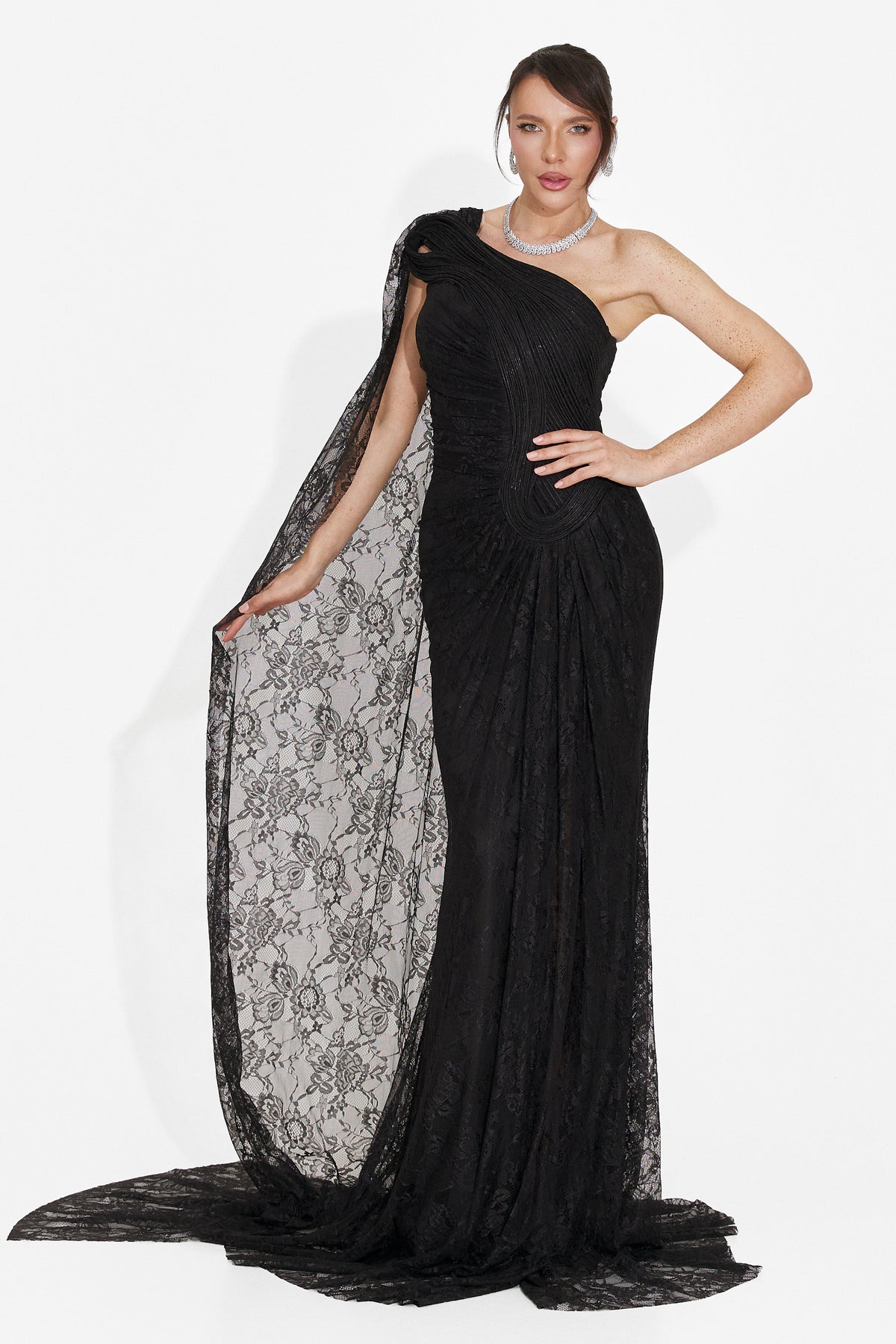 Long black women's dress Heliena Bogas, image 6 of 8