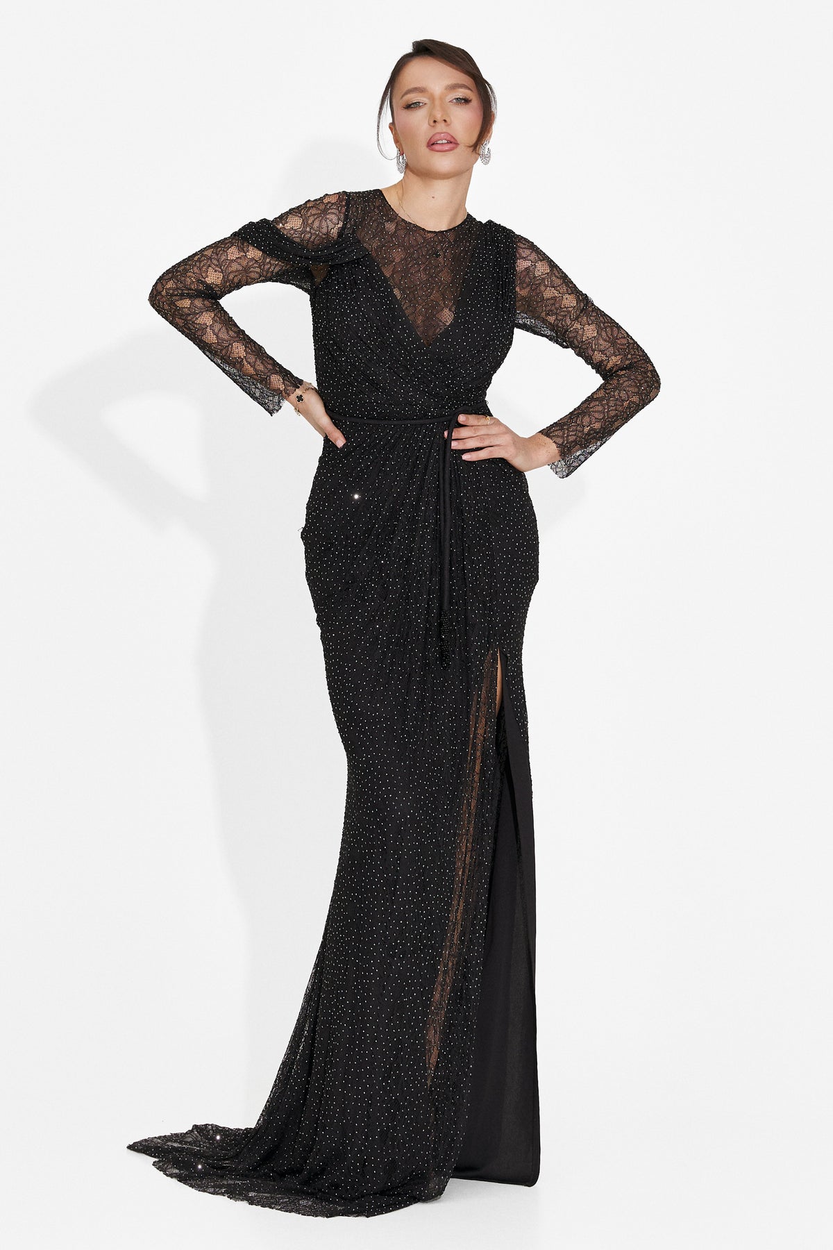 Long black women's dress Herminia Bogas, image 3 of 7