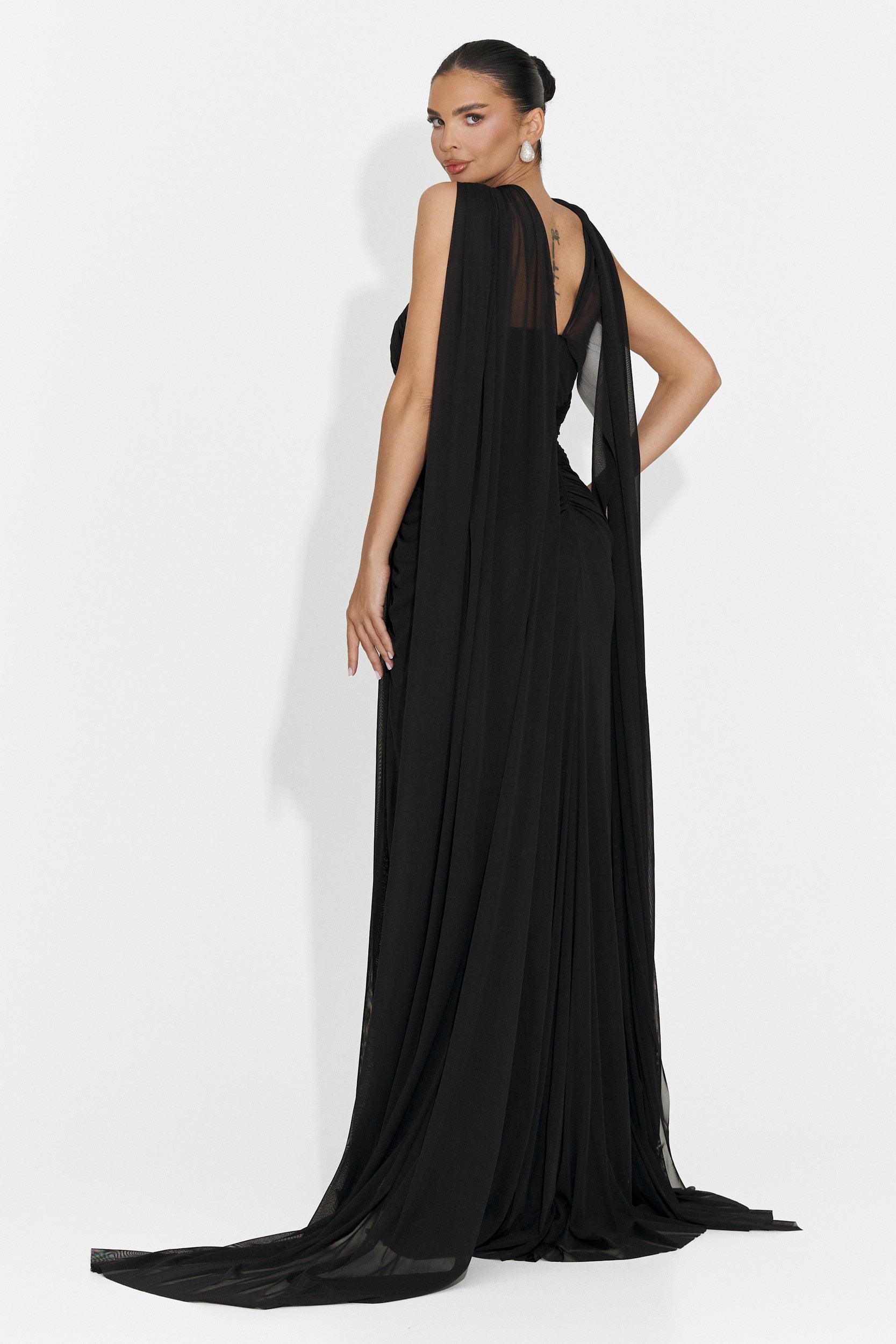Lotas Bogas langes schwarzes Kleid für Frauen