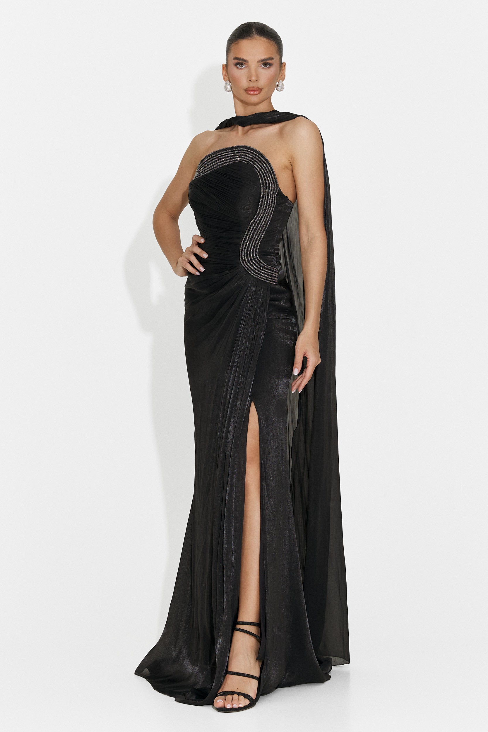 Moritz Bogas Langes Schwarzes Damenkleid