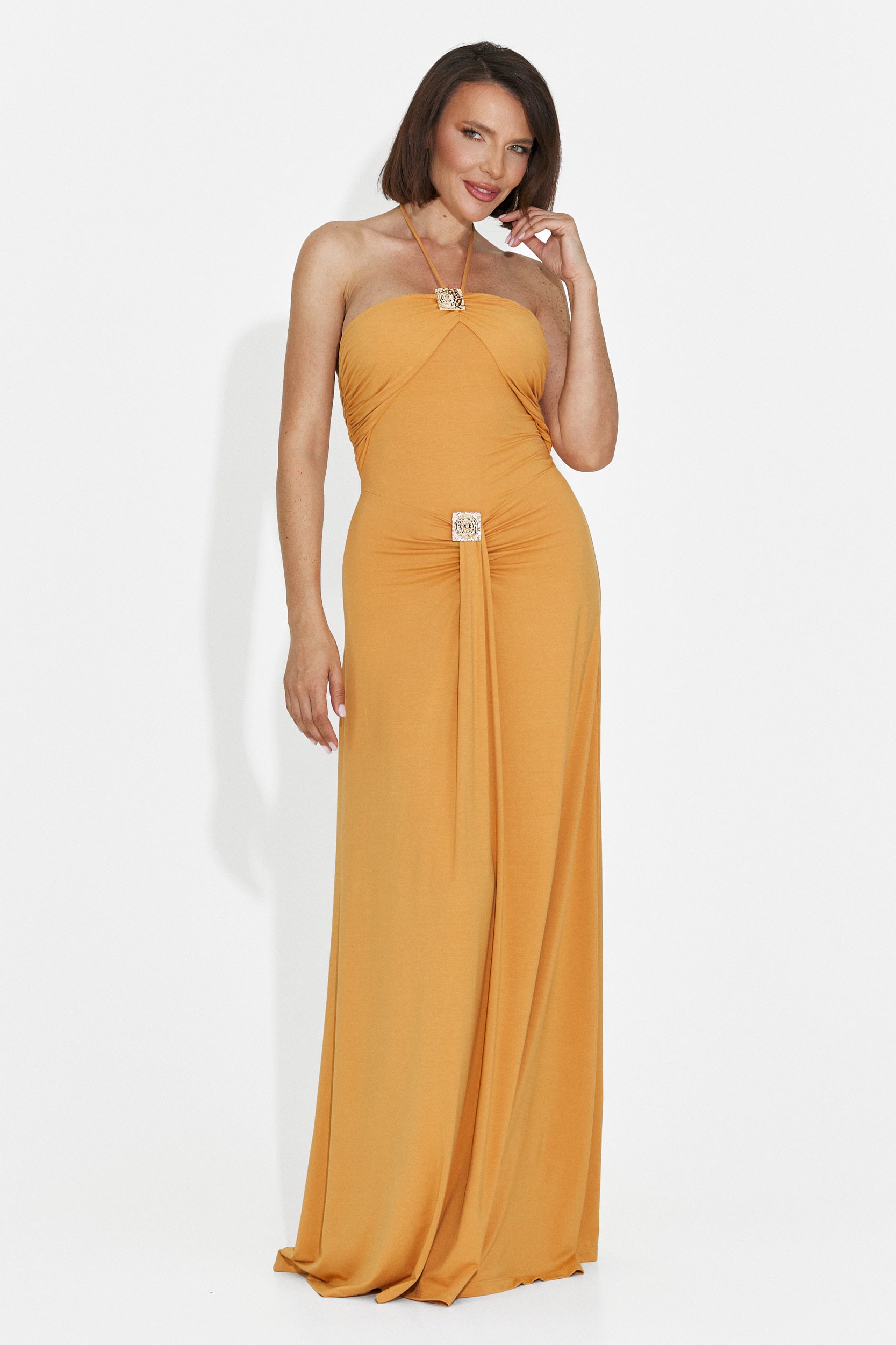 Rochie dama lunga portocalie Helene Bogas