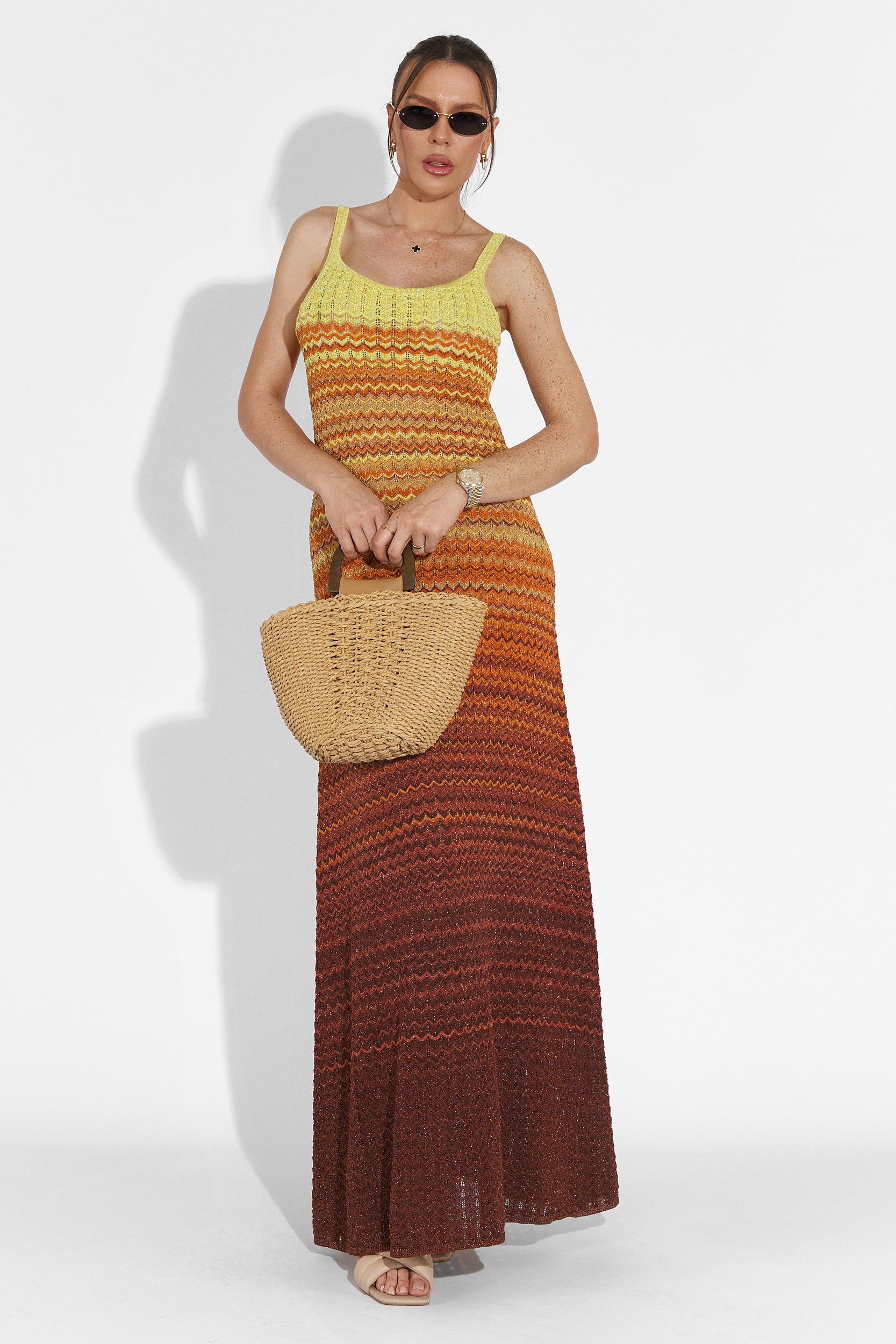 Długa pomarańczowa sukienka damska Quimphy Bogas