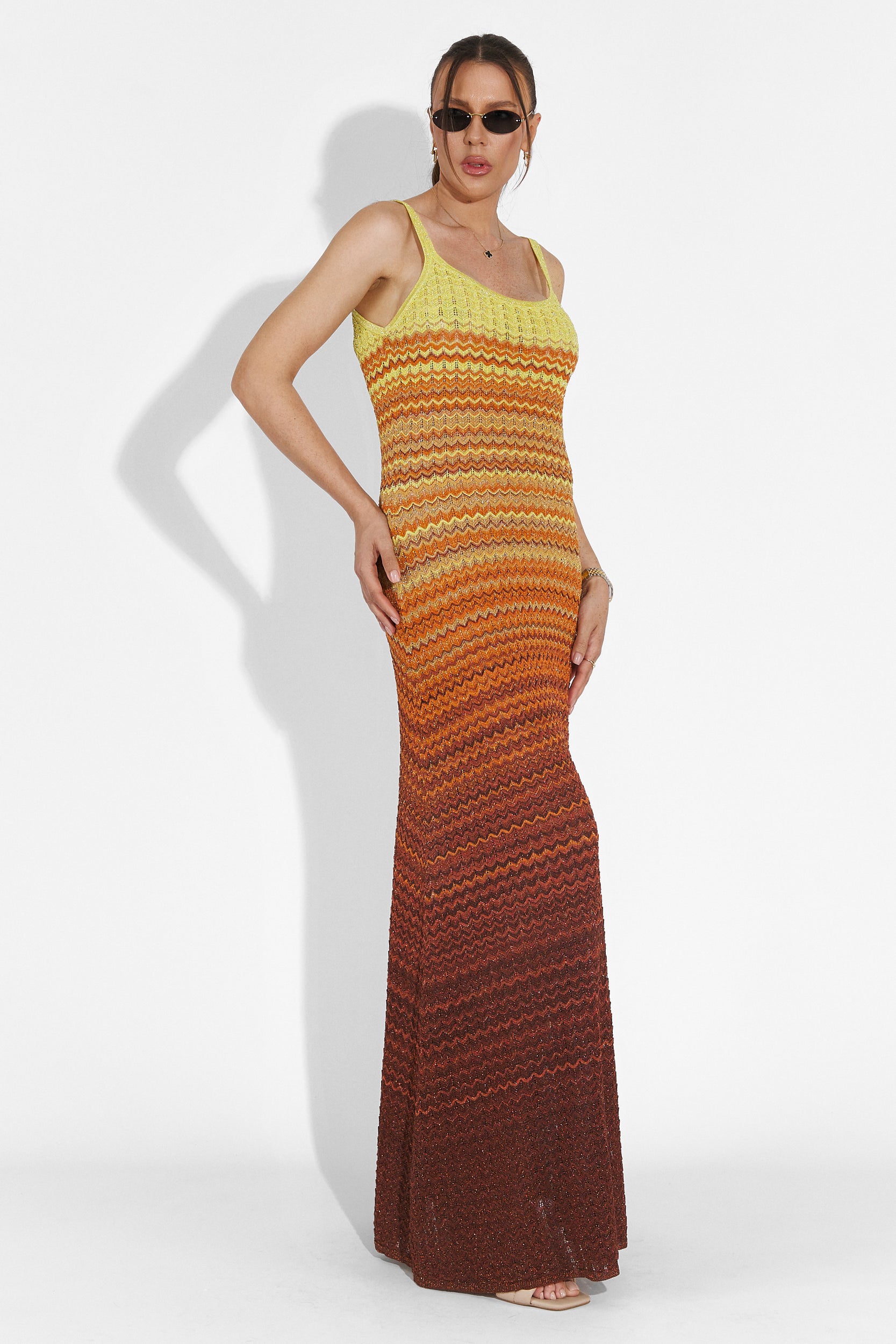 Długa pomarańczowa sukienka damska Quimphy Bogas