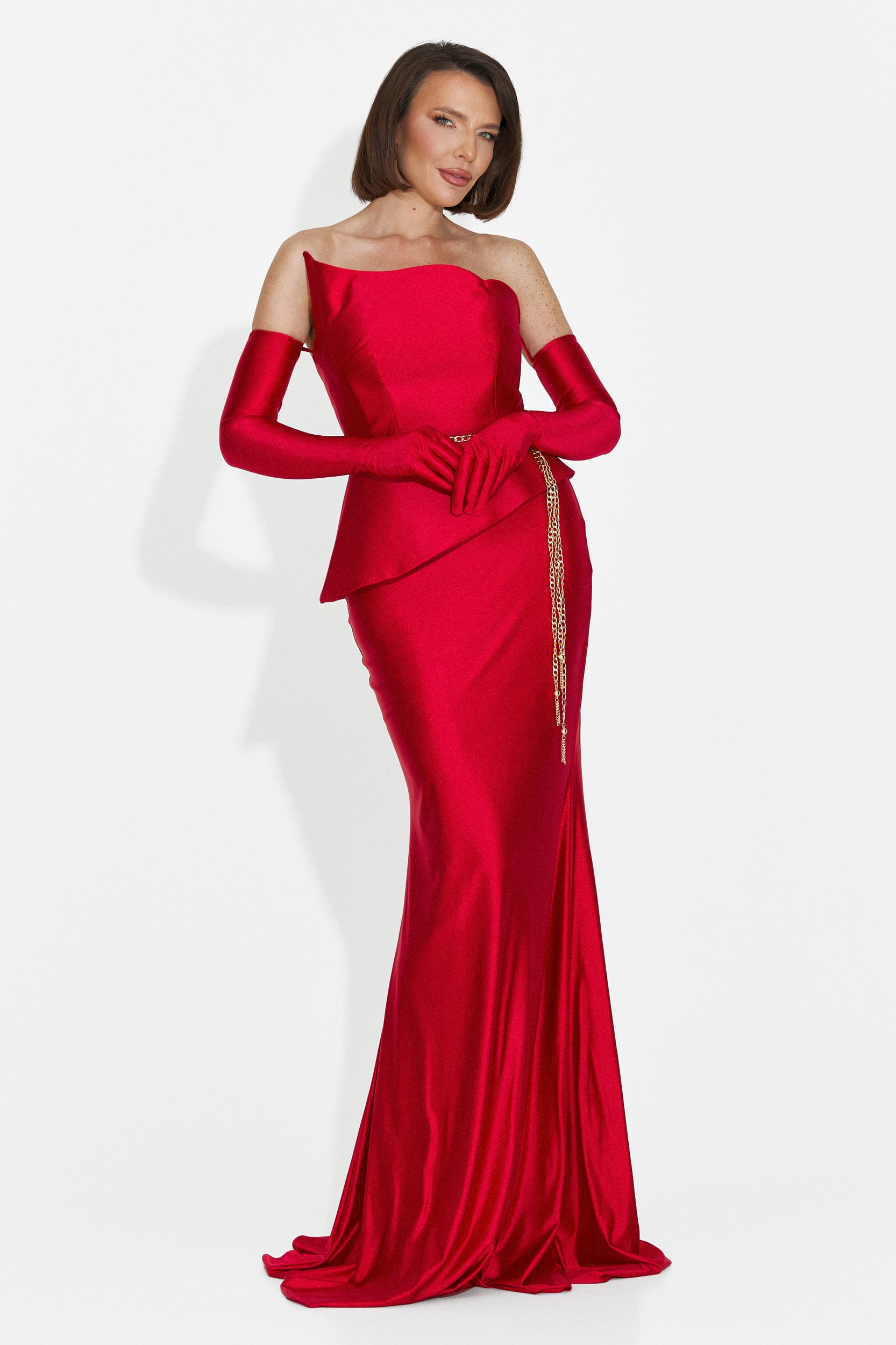 Merles langes rotes Kleid für Frauen