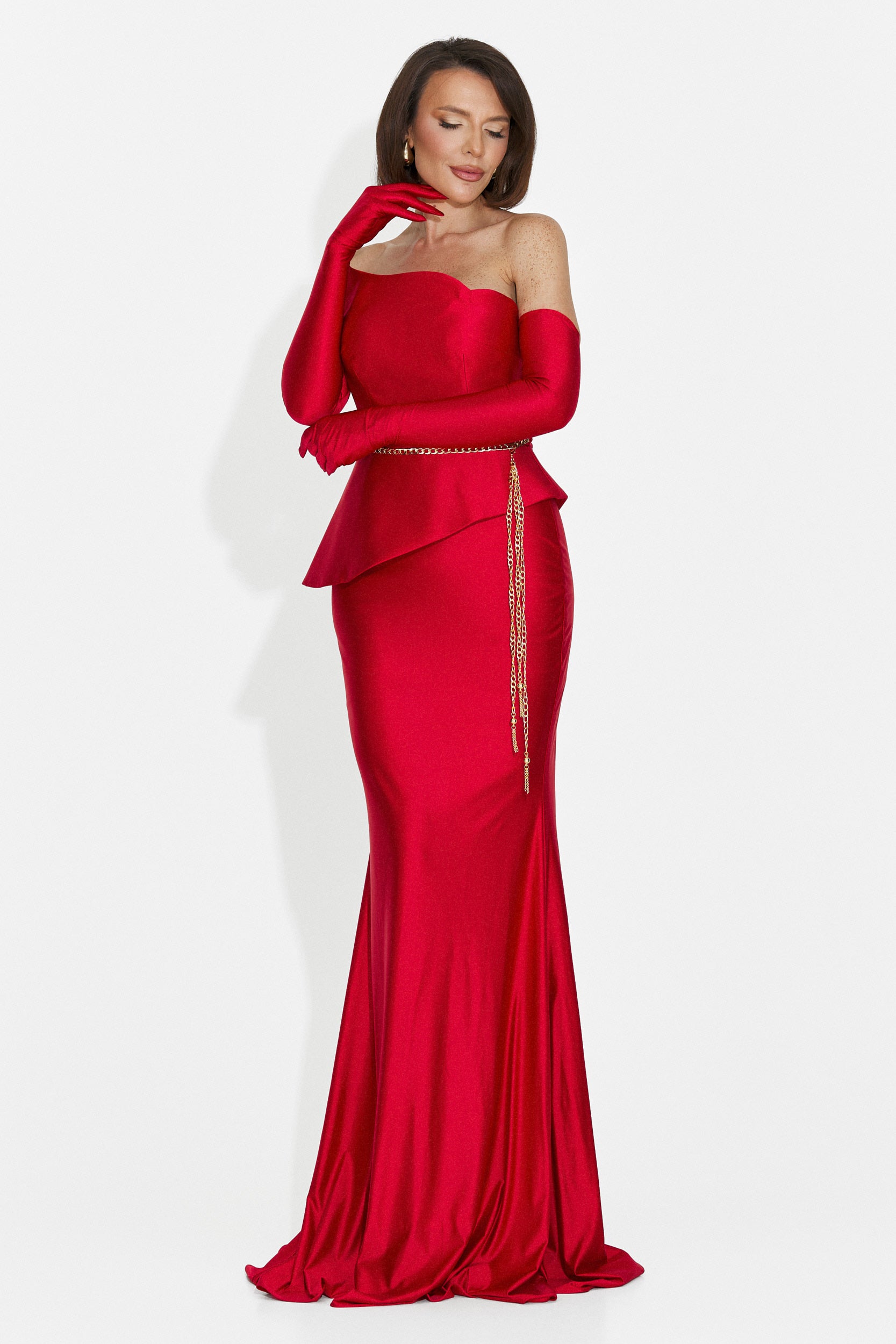 Merles langes rotes Kleid für Frauen