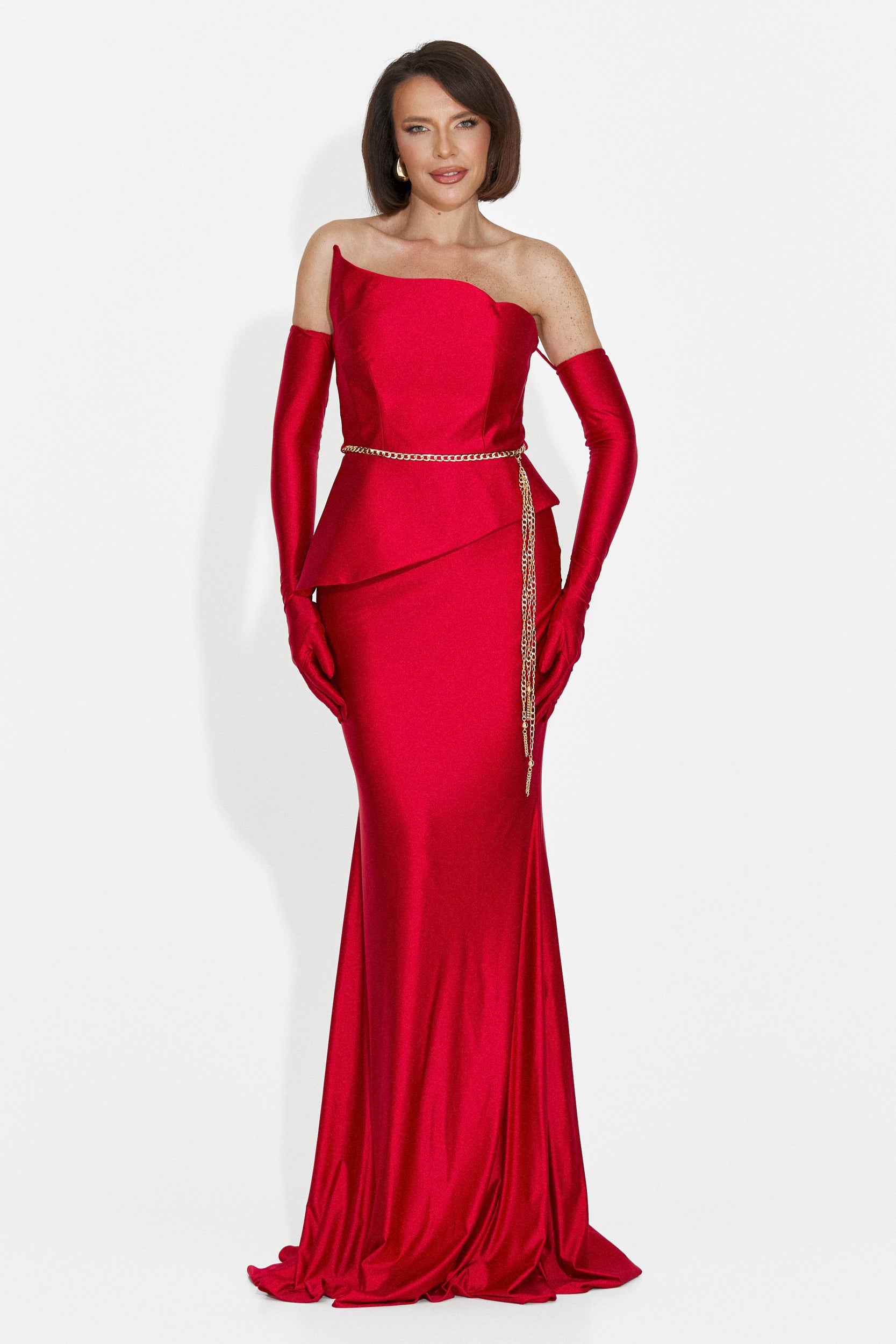 Merles langes rotes Kleid für Frauen