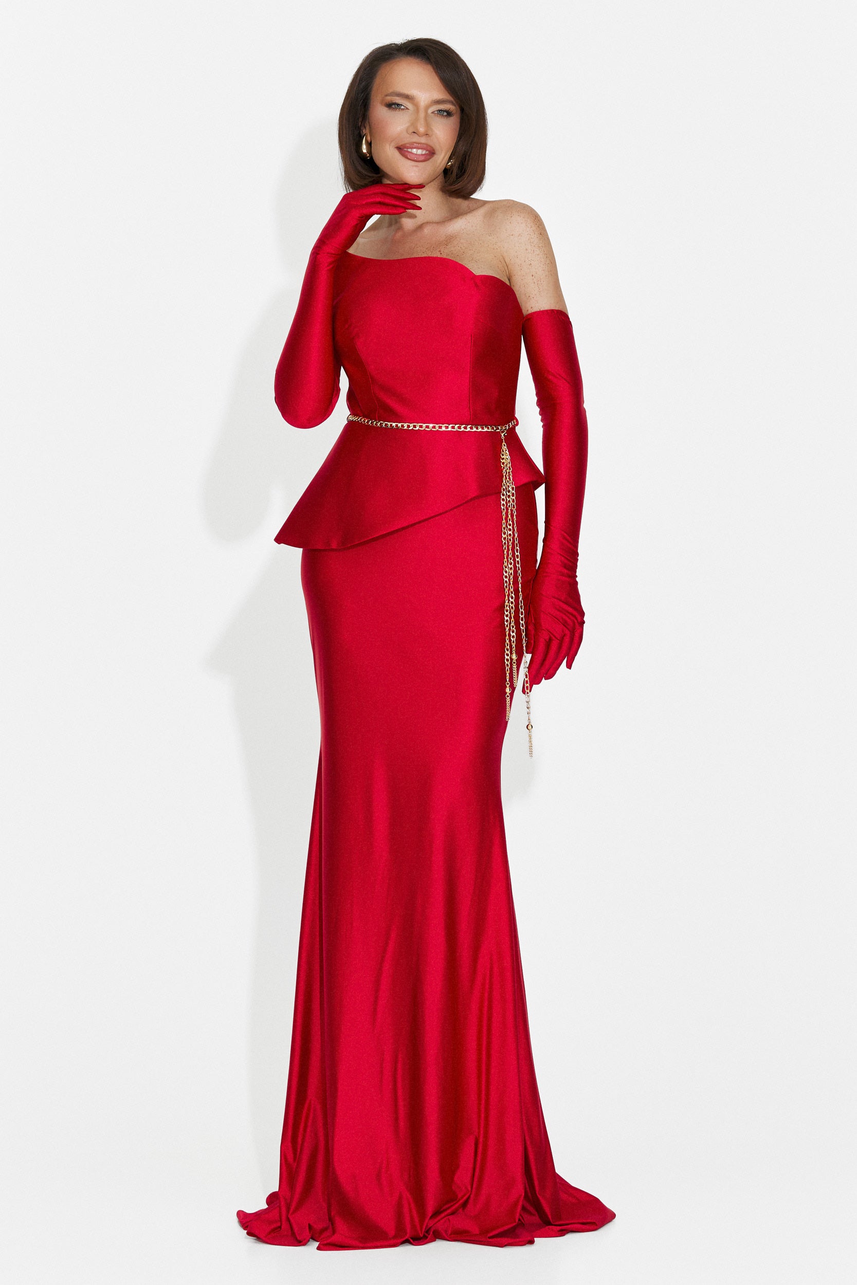 Merles langes rotes Kleid für Frauen