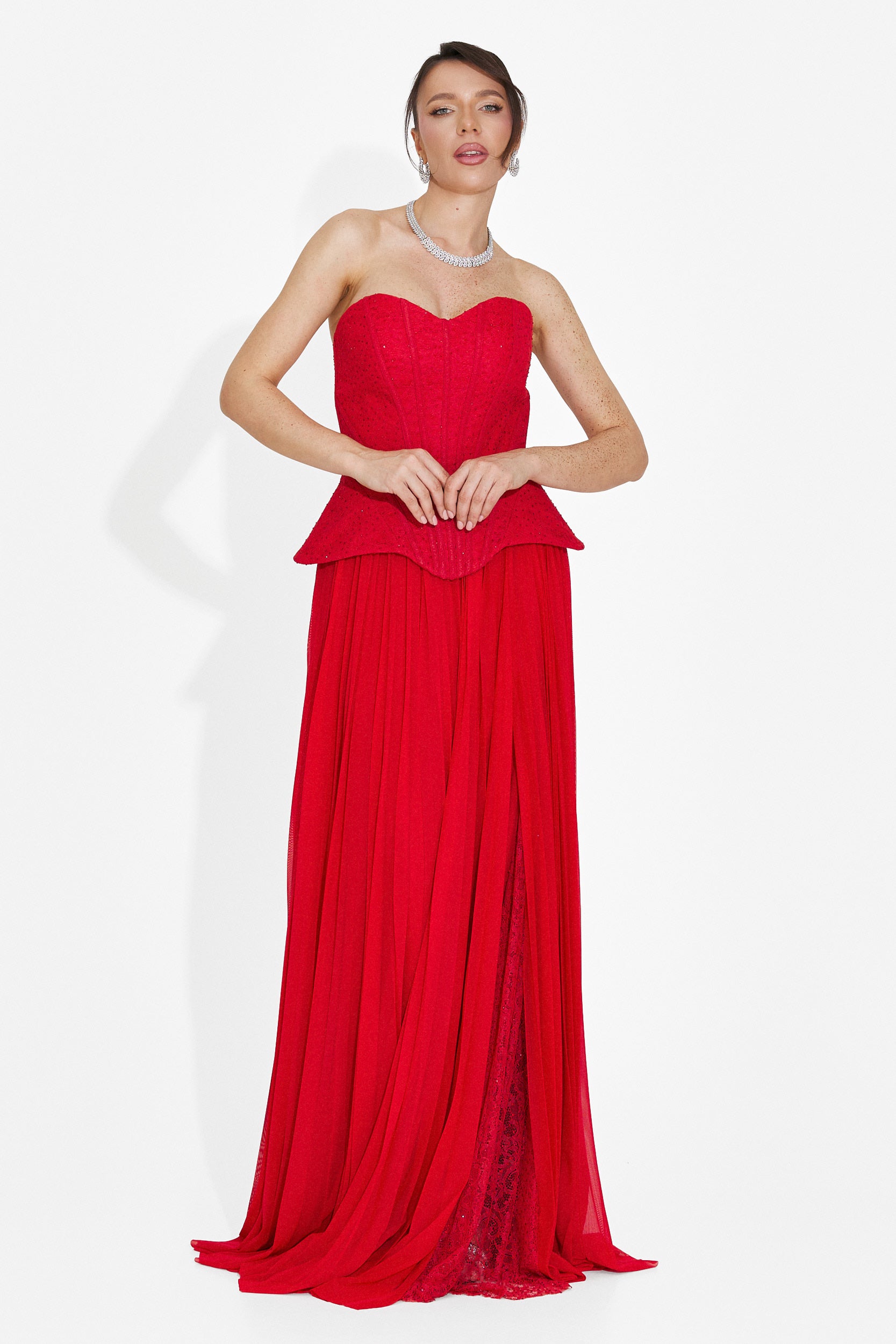 Rochie dama lunga rosie Mivea Bogas