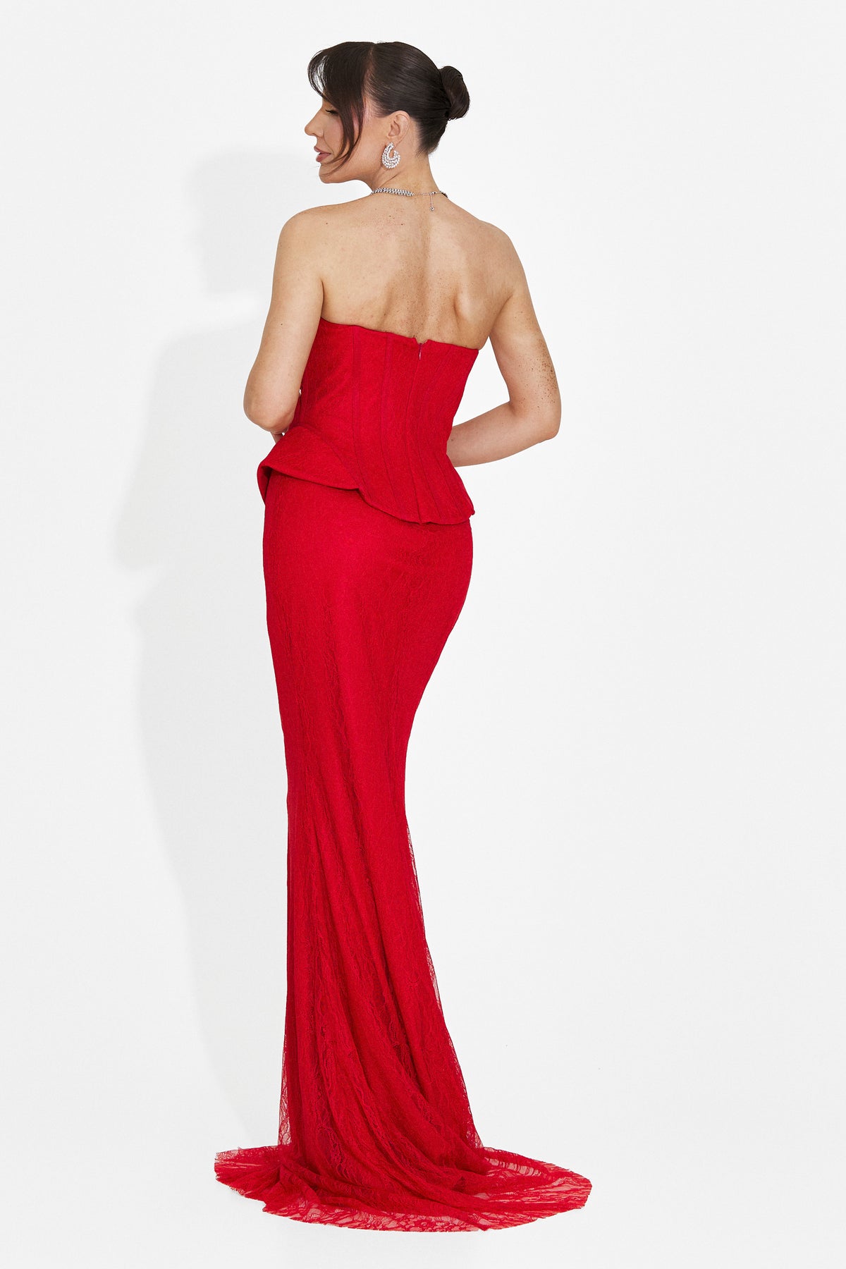 Langes Damenkleid in Rot Nabashia Bogas, Bild 2 von 7