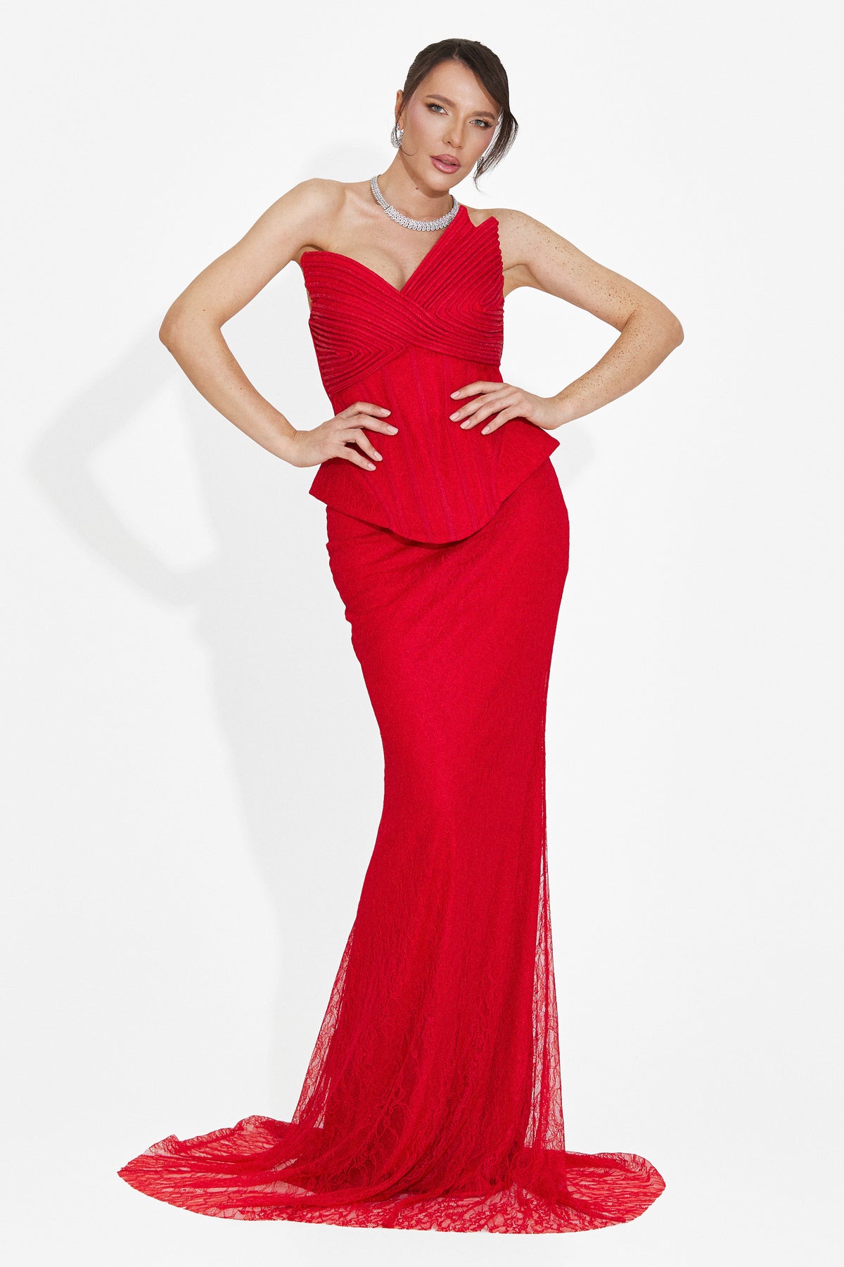 Langes Damenkleid in Rot Nabashia Bogas, Bild 5 von 7