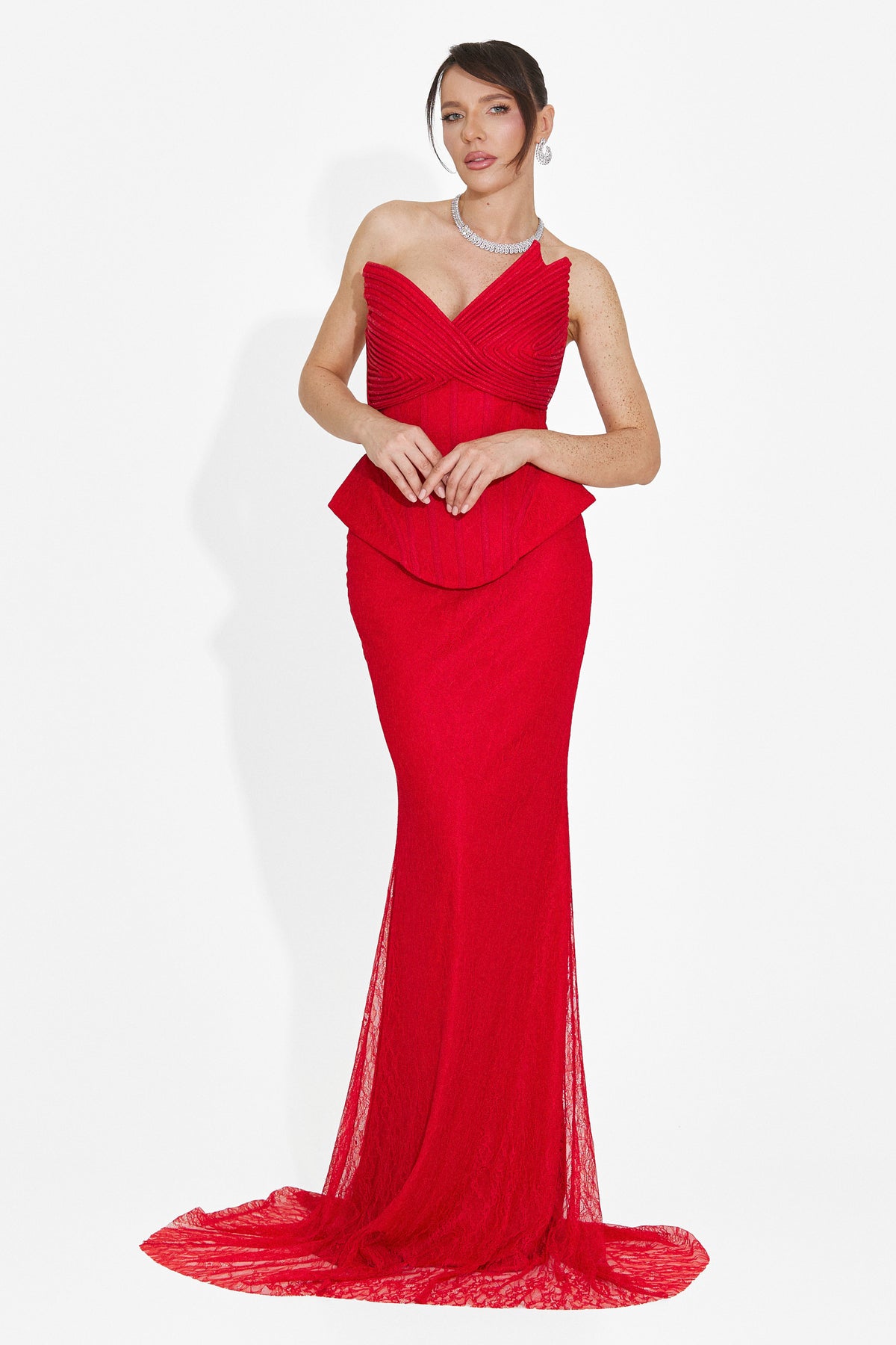 Langes Damenkleid in Rot Nabashia Bogas, Bild 6 von 7