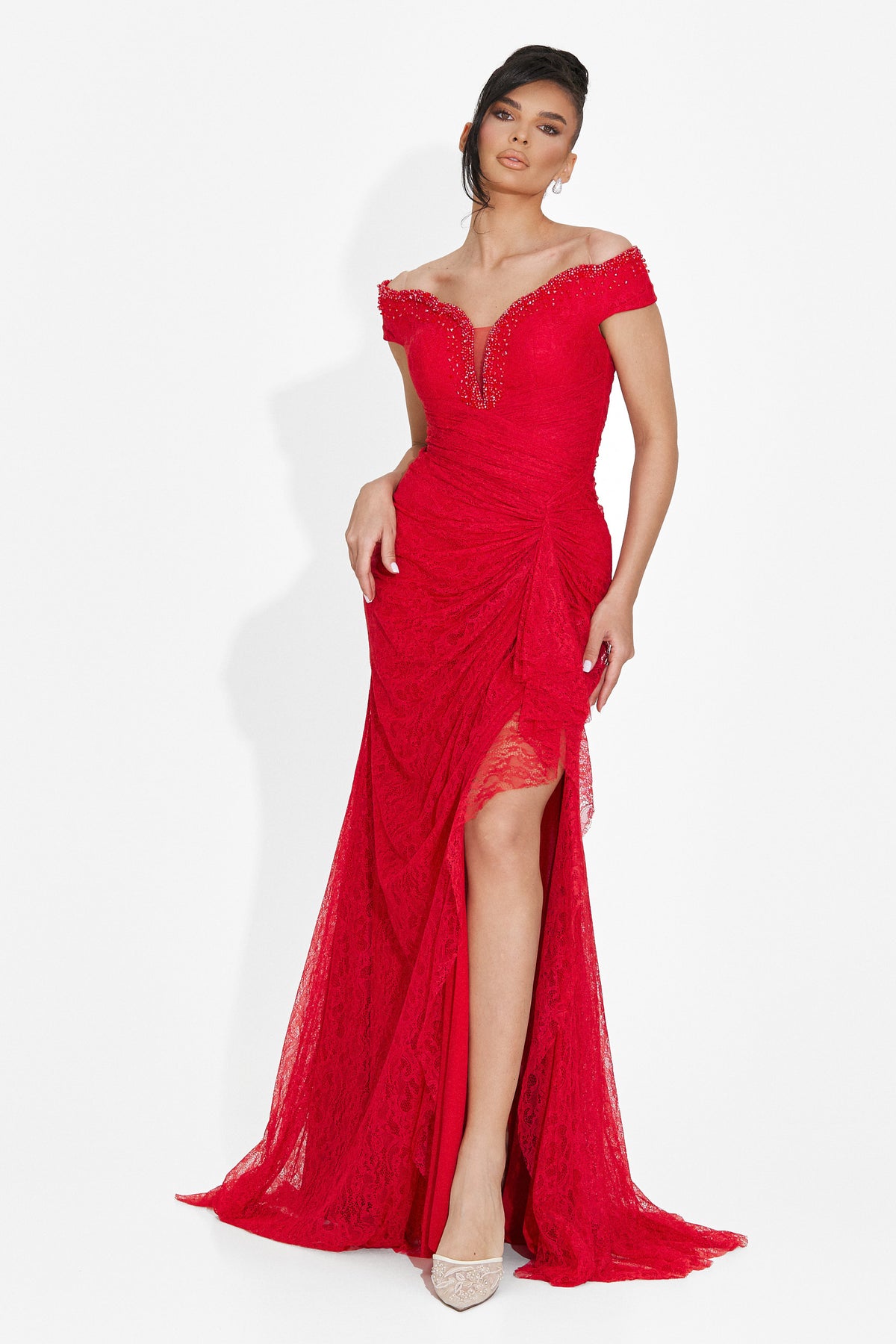 Long red women's dress Sidomia Bogas, image 6 of 9