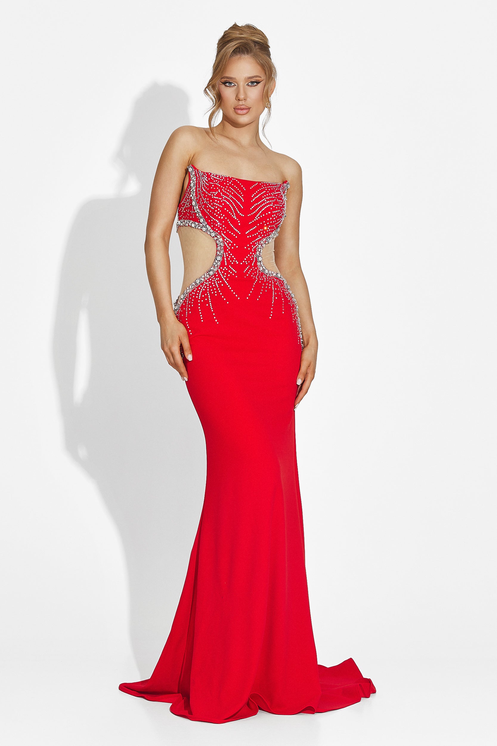 Lång röd klänning dam Zovina Bogas